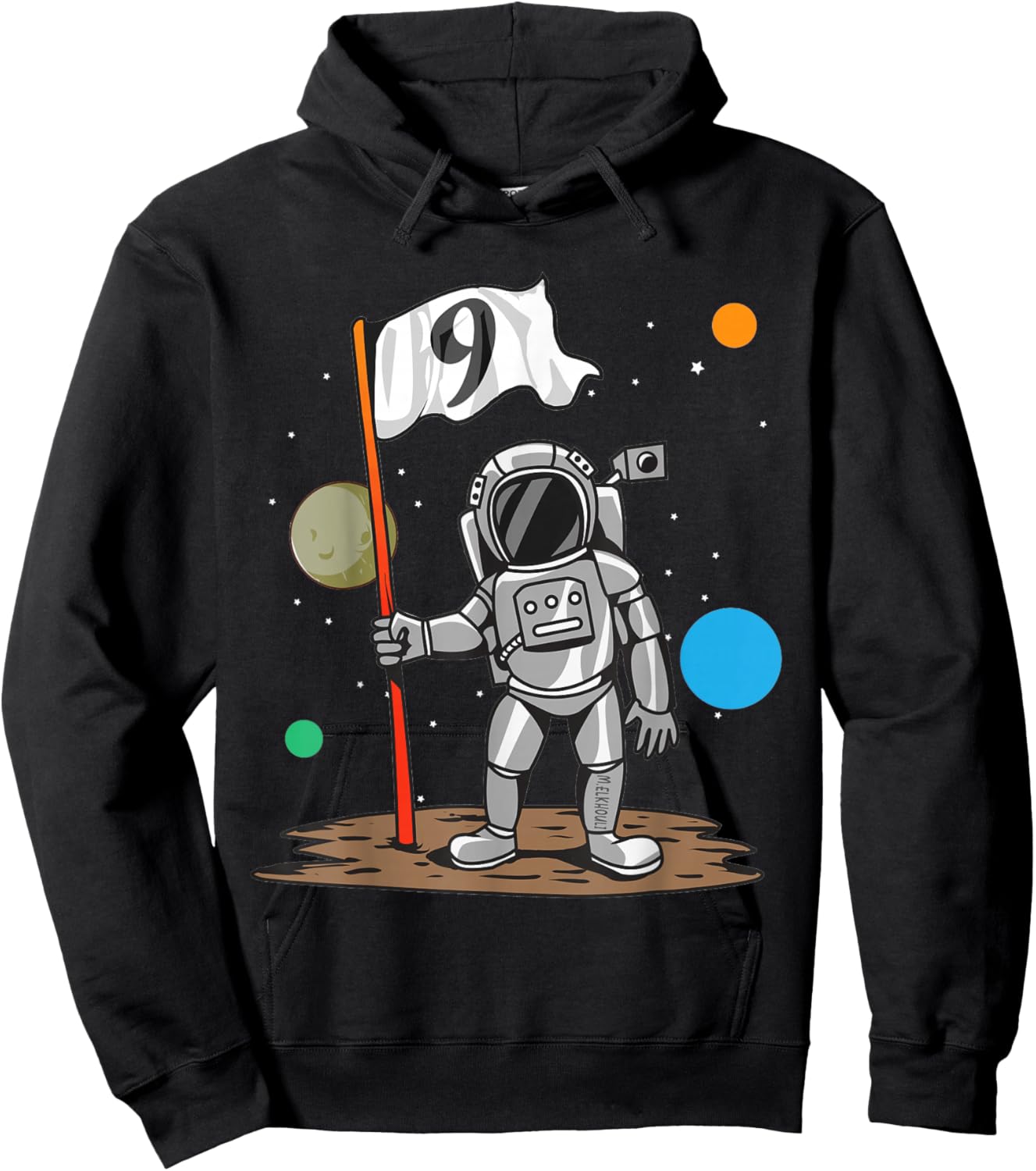 9th Birthday Party Outer Astrology | 9 Years Astronaut Space Hoodie - Hoodie | Black