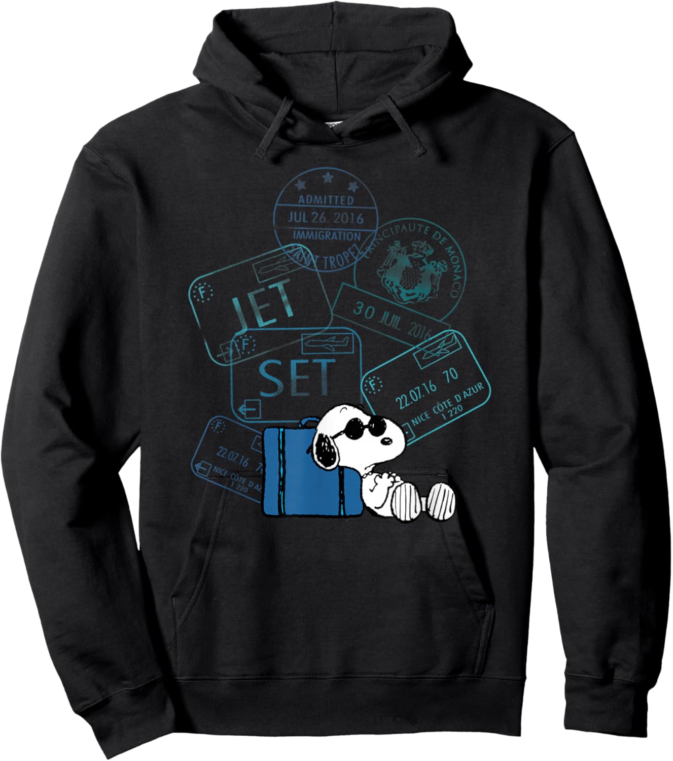 Peanuts - Snoopy Travel Stamps Hoodie - Hoodie | Black