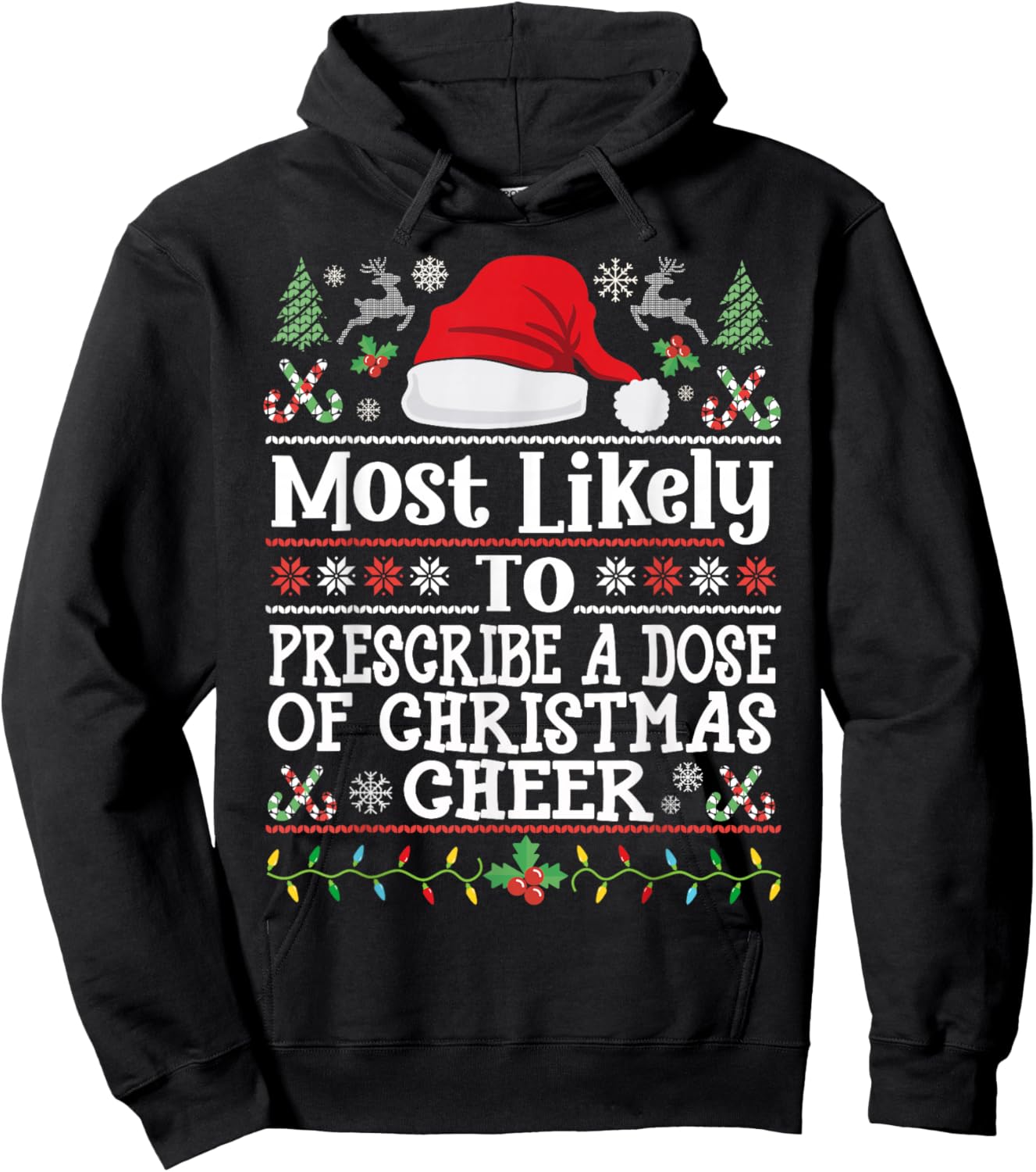 Prescribe a Dose of Christmas Cheer- Christmas Nurse Doctor Hoodie - Hoodie | Black