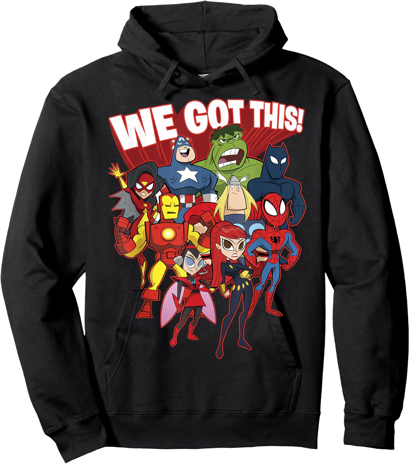 Marvel Avengers We Got This! Retro Cartoon Portrait Hoodie - Hoodie | Black