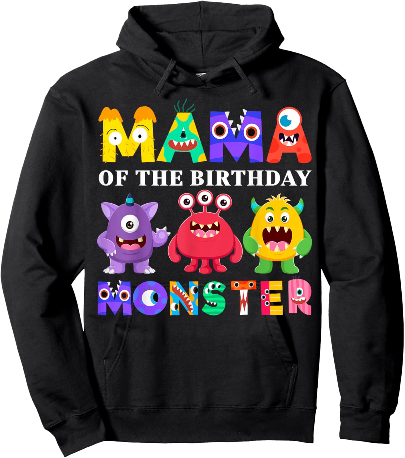 Mama Little Monster Kids 1st Birthday Party Family Monster Hoodie - Hoodie | Black
