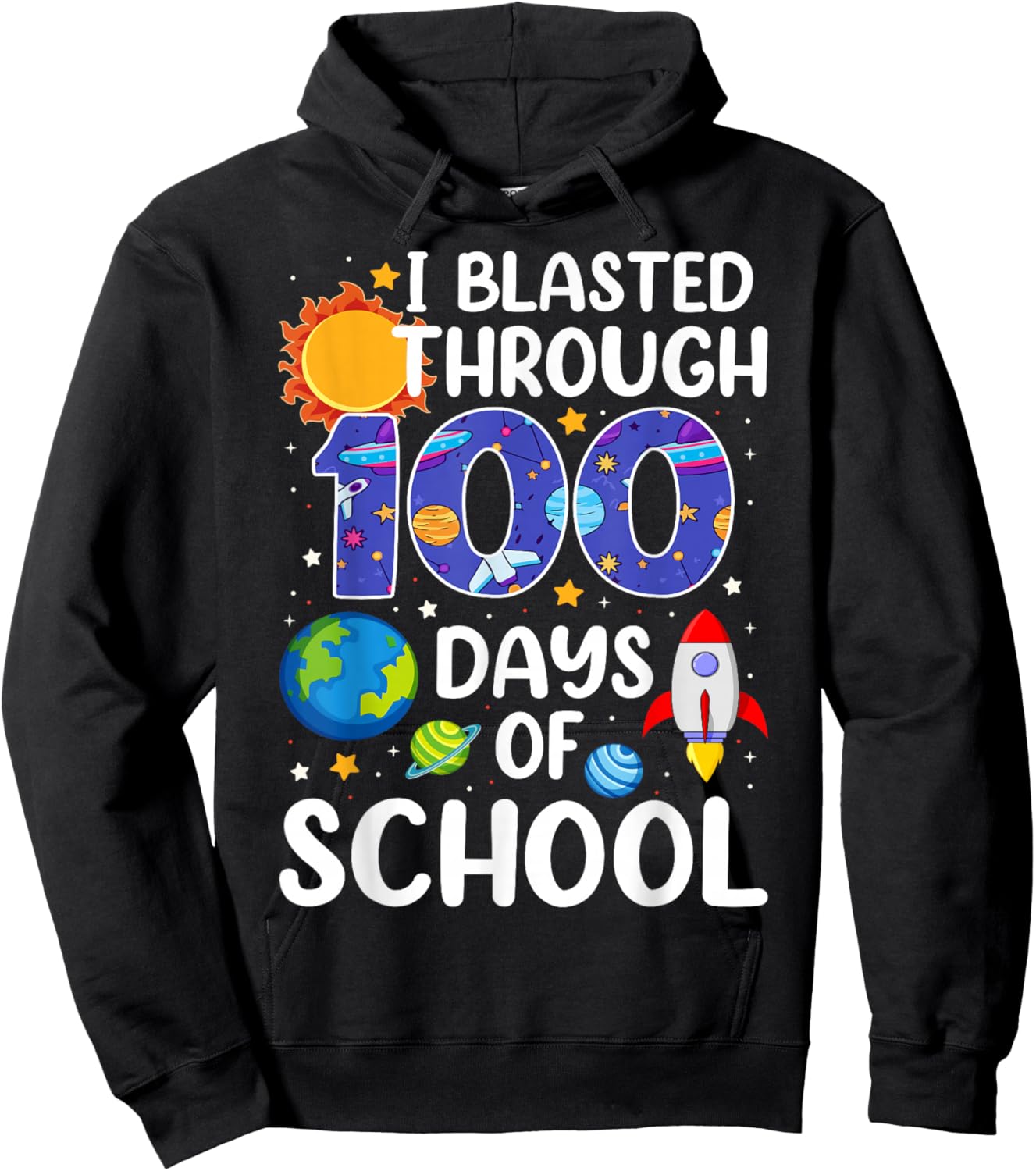 I Blasted Through 100 Days Of School Space 100 Days Smarter Hoodie - Hoodie | Black