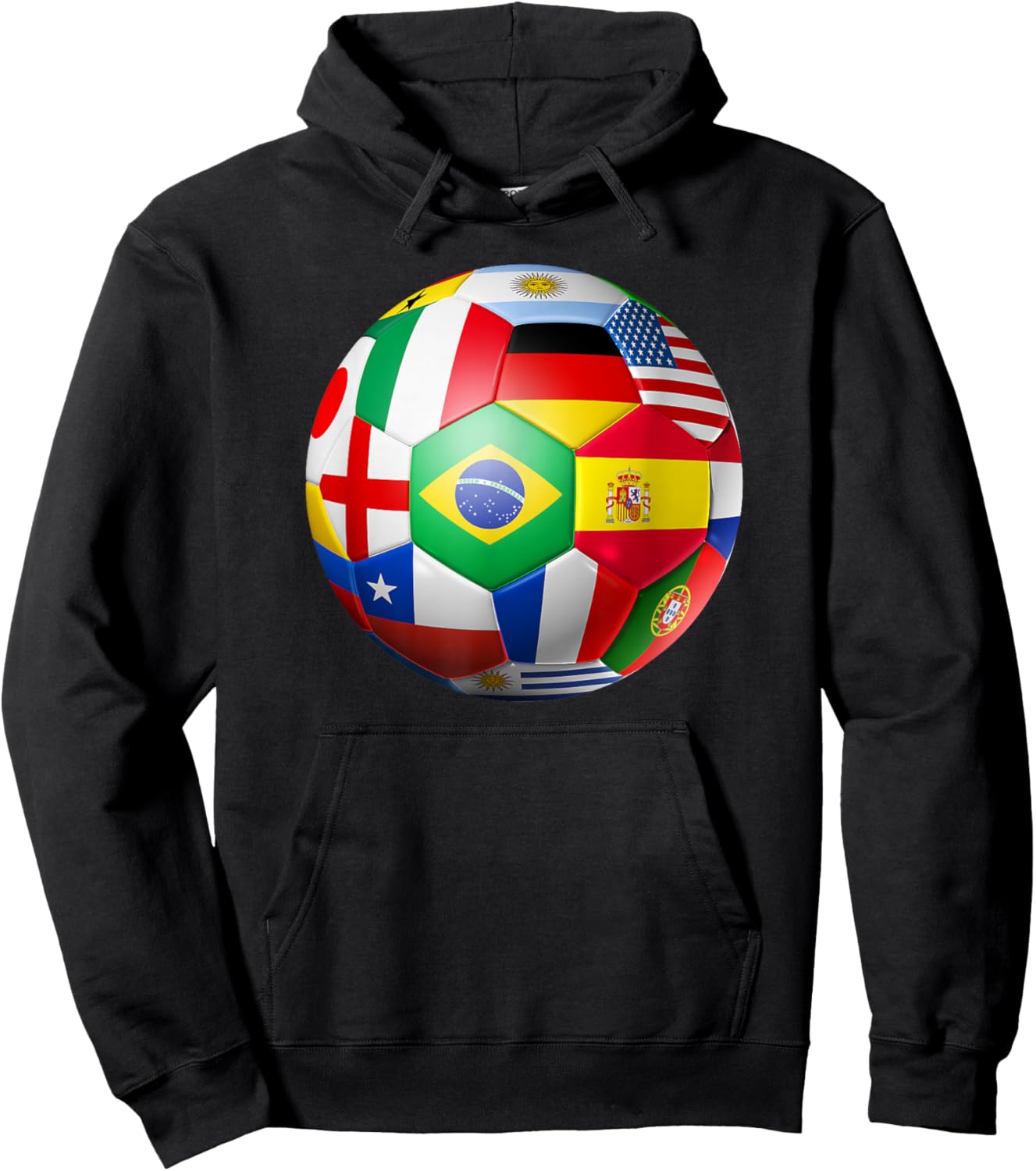 International Flags Soccer Ball, World Football Player Gift Hoodie - Hoodie | Black