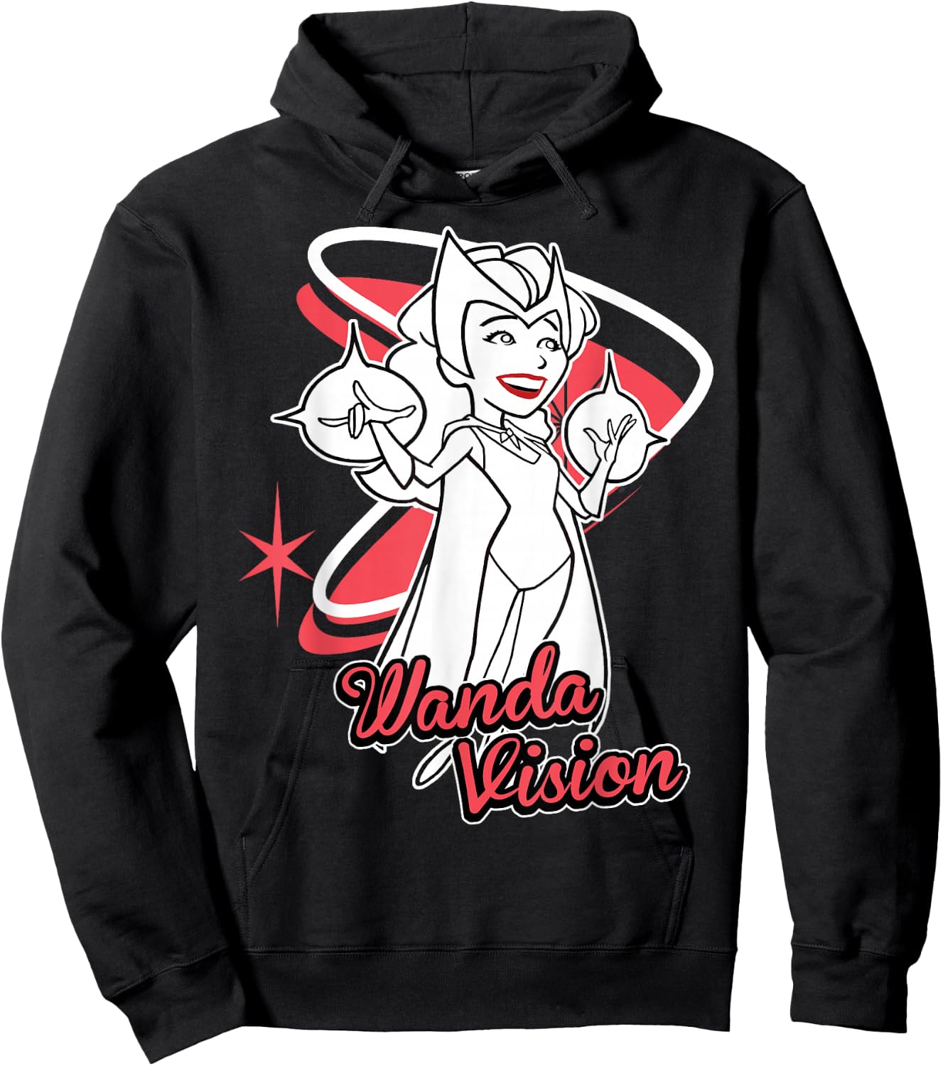 Marvel WandaVision Scarlet Witch Retro Cartoon Hoodie - Hoodie | Black