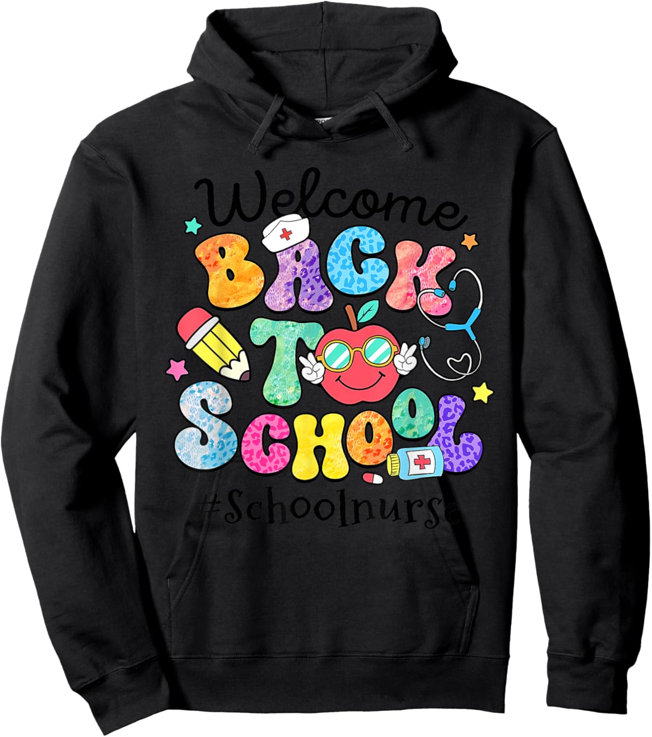 Welcome Back To School Nurse First Day Of School Leopard Hoodie - Hoodie | Black