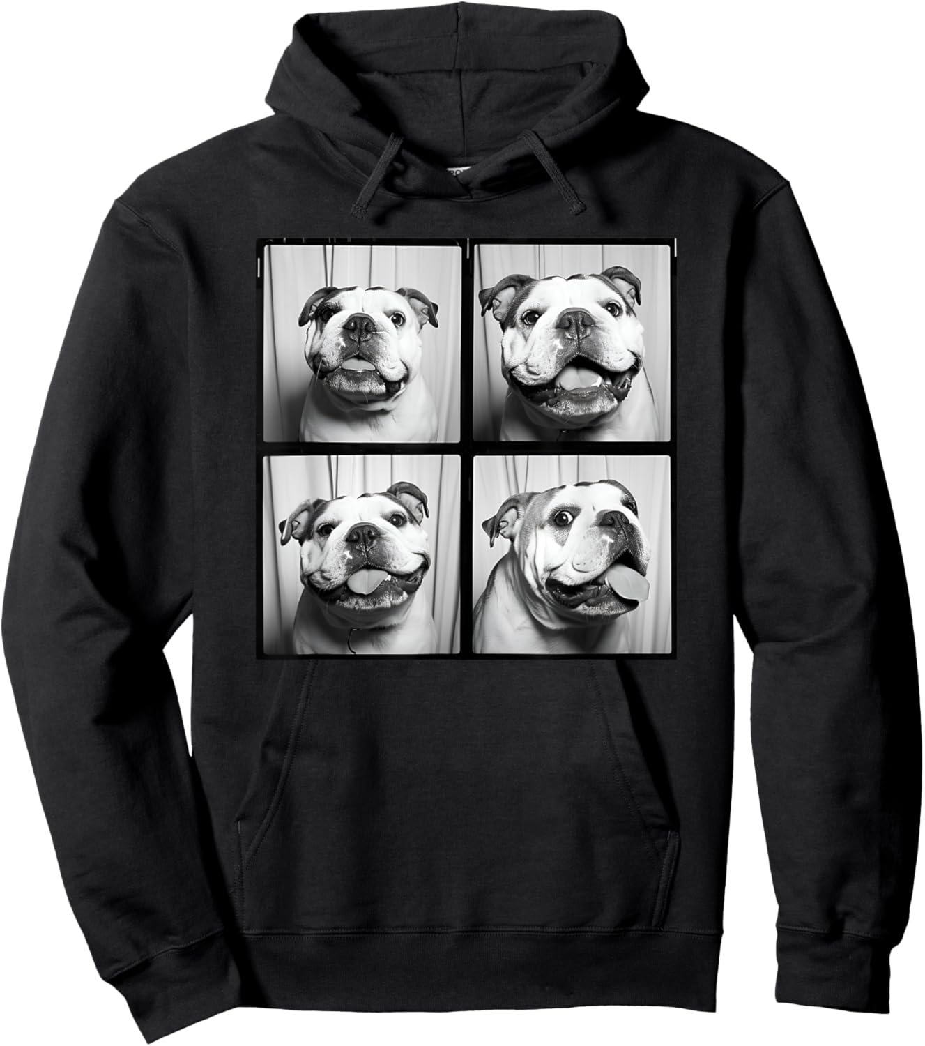 English Bulldog Puppy Face Pet Portrait Bulldog Mom Hoodie - Hoodie | Black