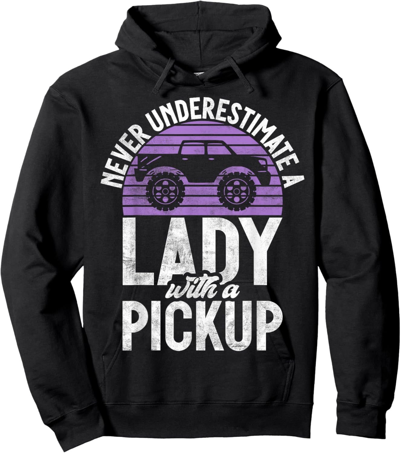 Never underestimate a Lady with a Pickup Truck Hoodie - Hoodie | Black