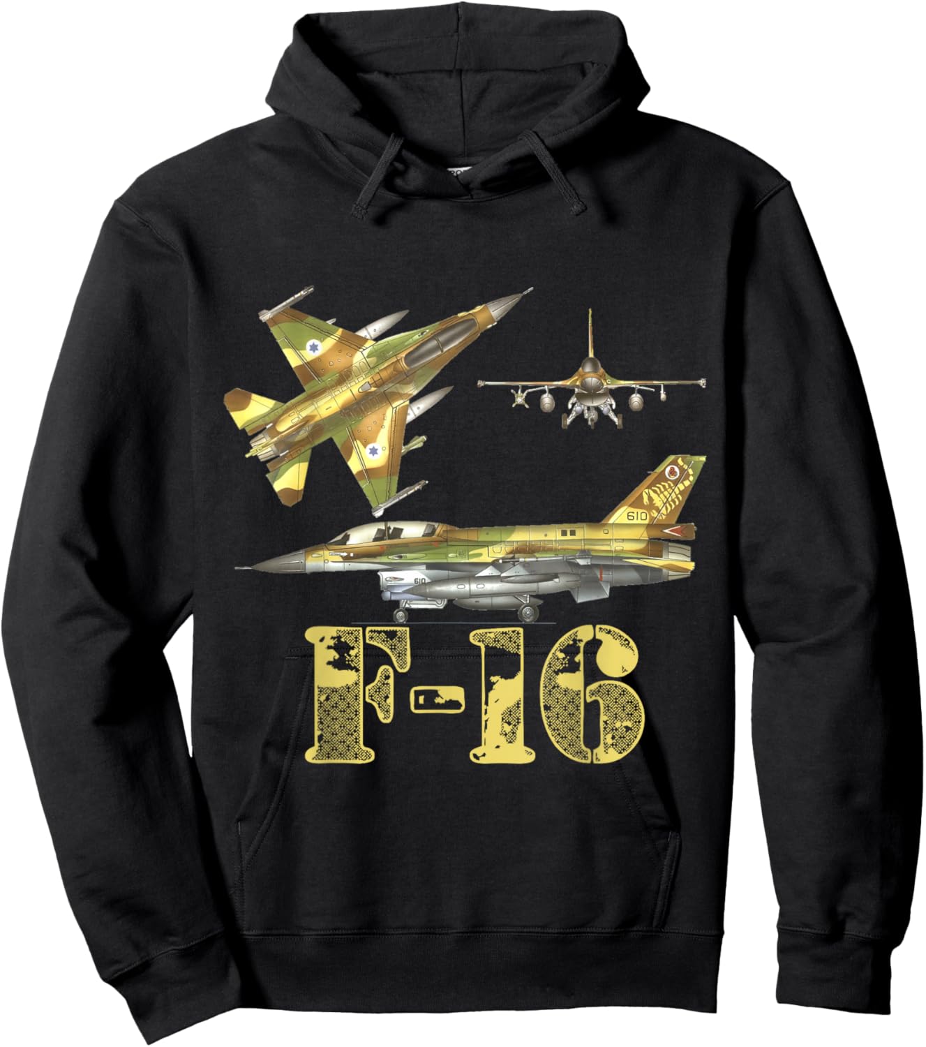 F16 Jet Aircraft Fighter Jet Blueprint Design F-16 Sufa Hoodie - Hoodie | Black