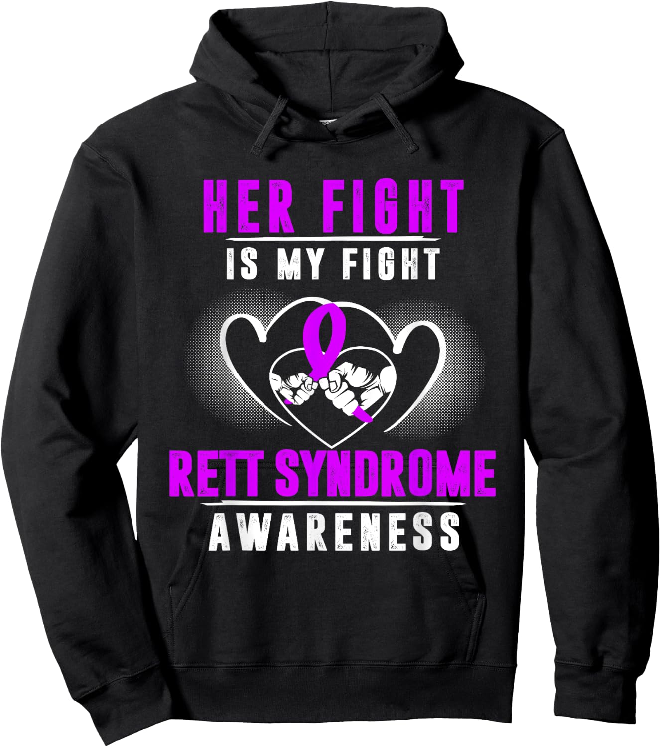 Rett Syndrome Awareness Month RTS Purple Ribbon Girl Mom Dad Hoodie - Hoodie | Black