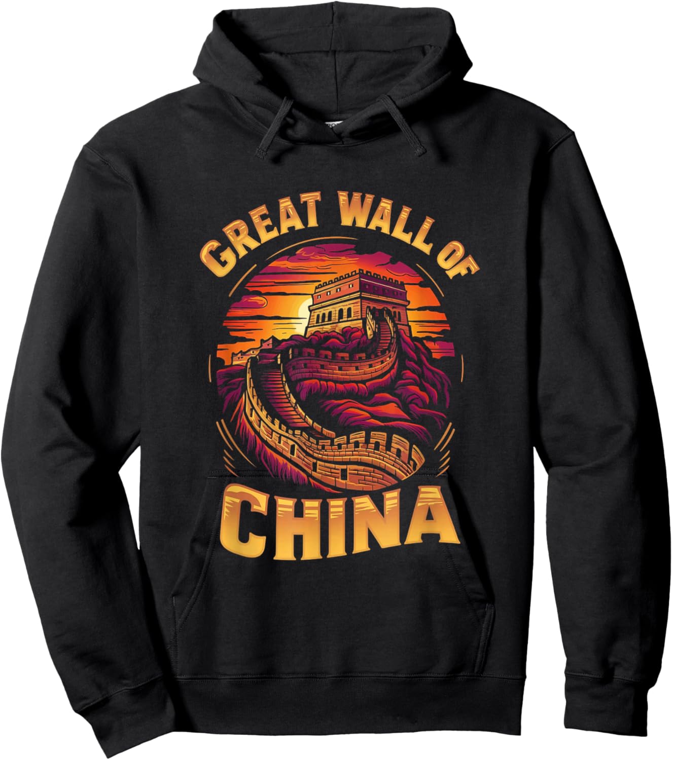 Great Wall of China Historic Landmark Sunset Hoodie - Hoodie | Black