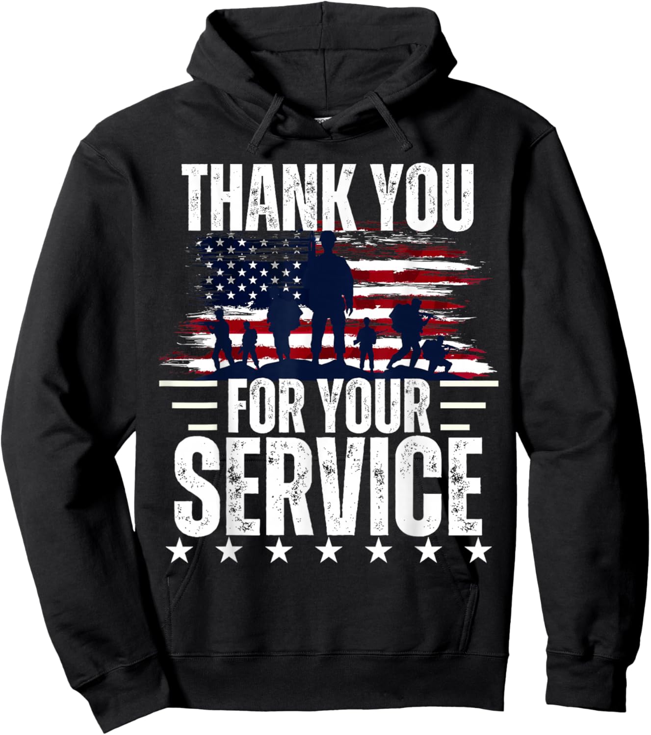 Vintage Veteran Thank You for Your Service Veteran's Day Hoodie - Hoodie | Black