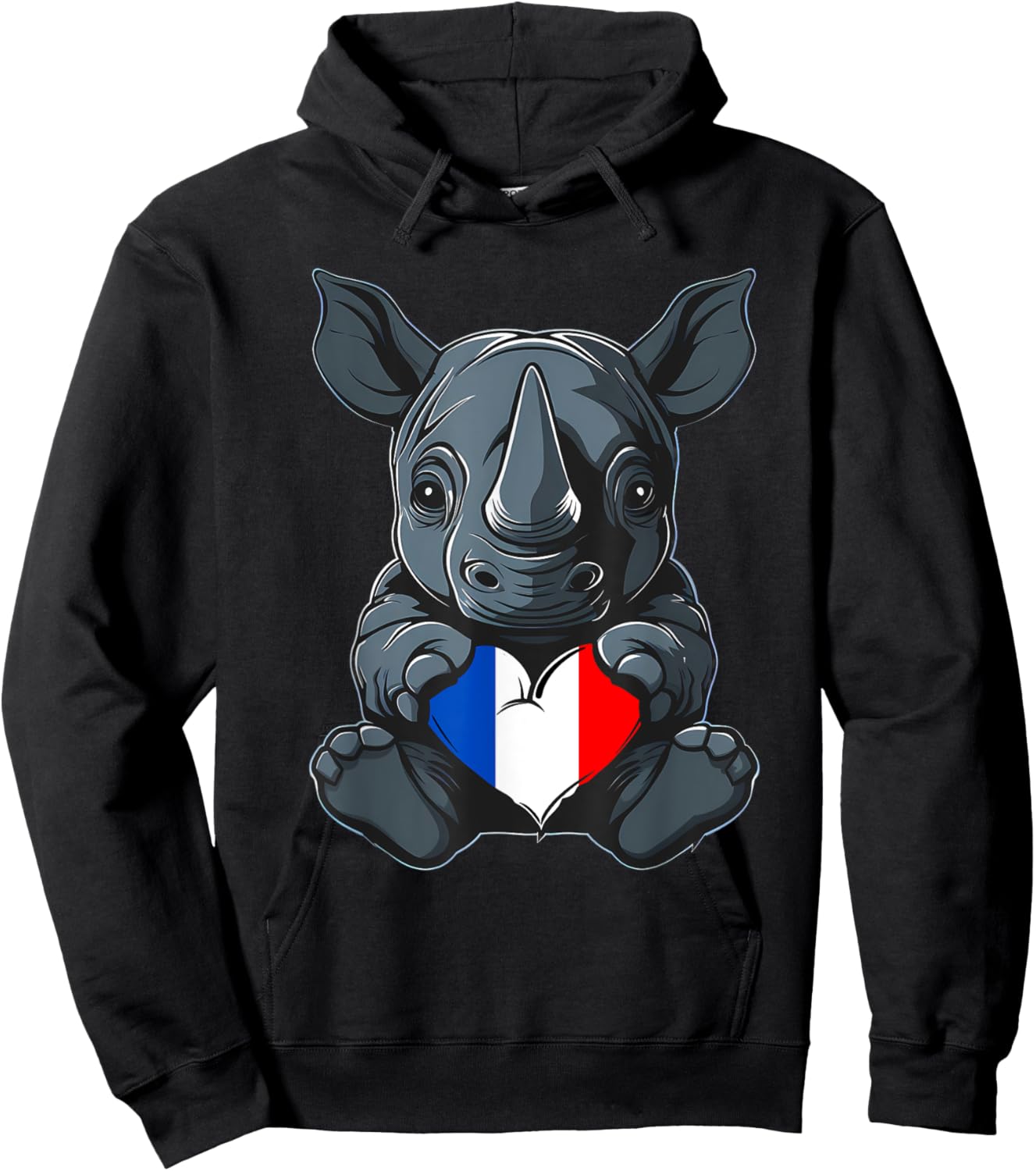 Drapeau français de la fierté française avec rhinocéros et racines françaises Hoodie - Hoodie | Black