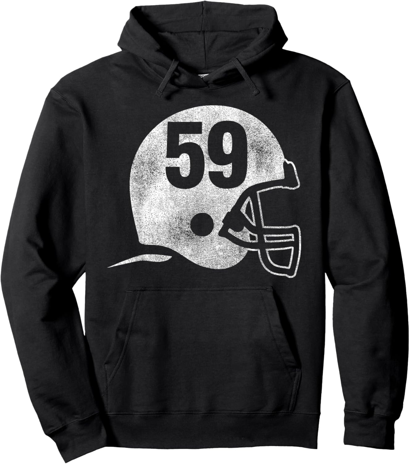 Vintage Football Helmet Player Number 59 Hoodie - Hoodie | Black