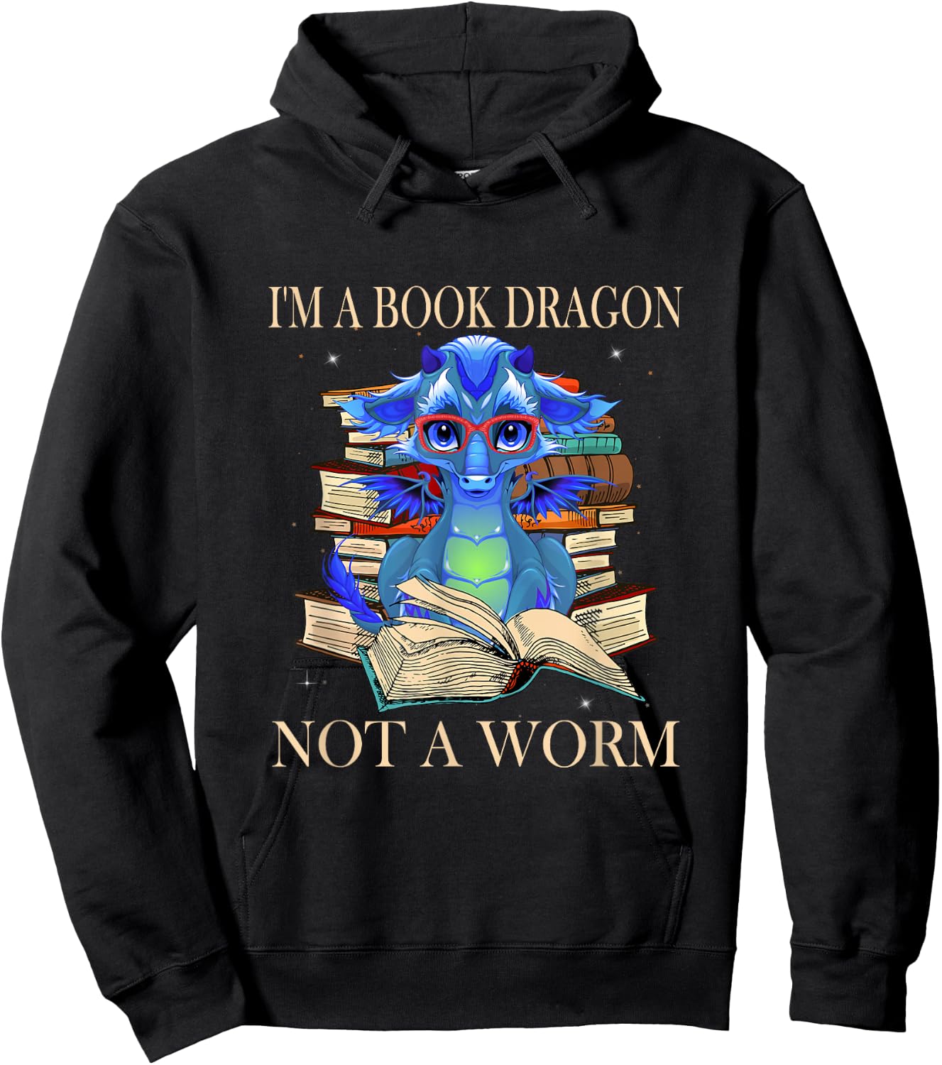 I'm a Book Dragon Not a Worm Funny Dragons Jokes Hoodie - Hoodie | Black