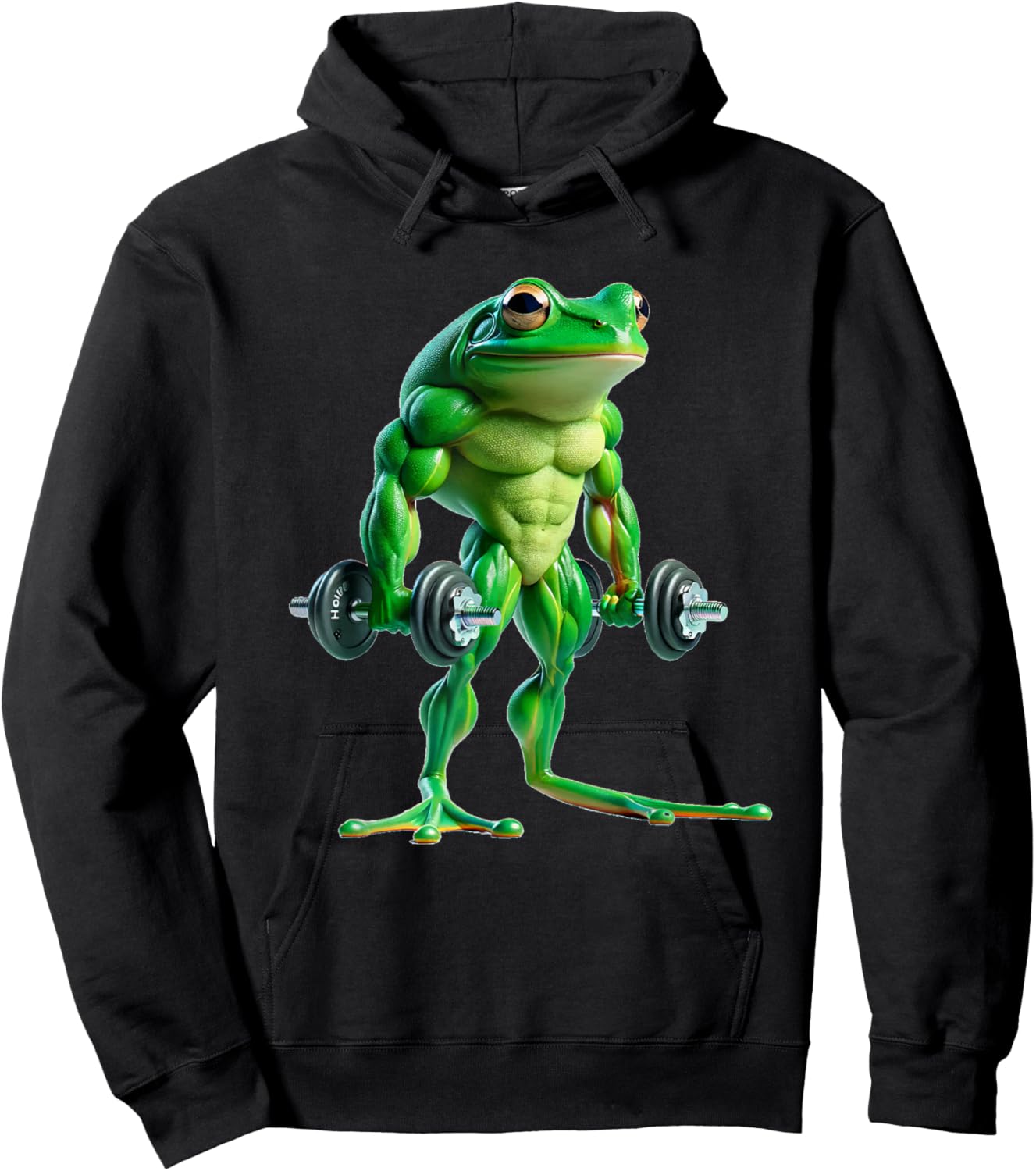 Buff Frog Lifting Weights Funny Fitness Workout Gym Lover Hoodie - Hoodie | Black