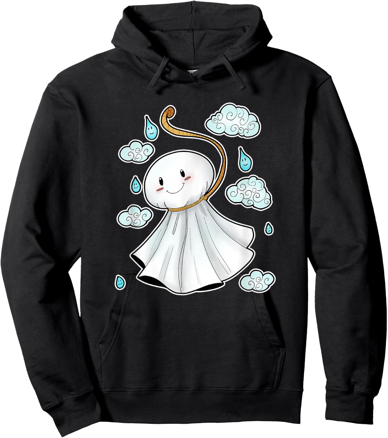 Kawaii Cute Japanese Amulet Teru Teru Bozu Hoodie - Hoodie | Black