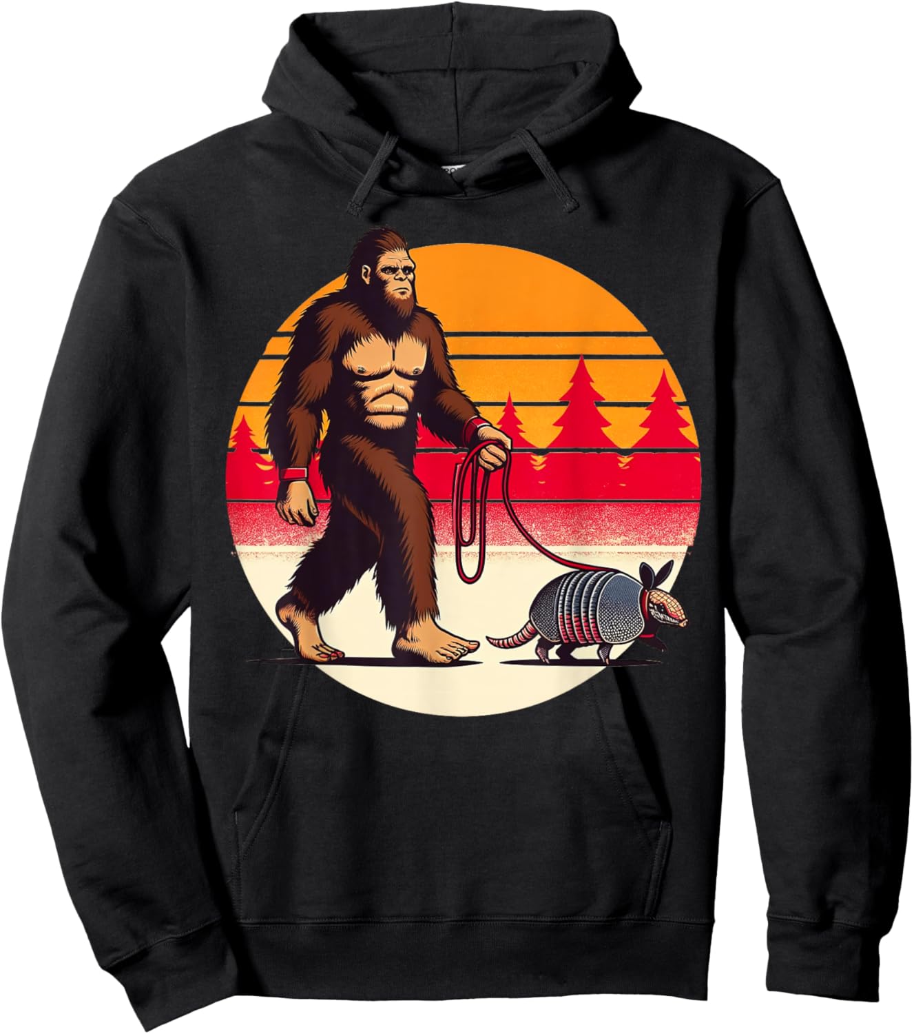 Armadillo-Shirt Bigfoot Walking Armadillos Funny Men Dad Hoodie - Hoodie | Black