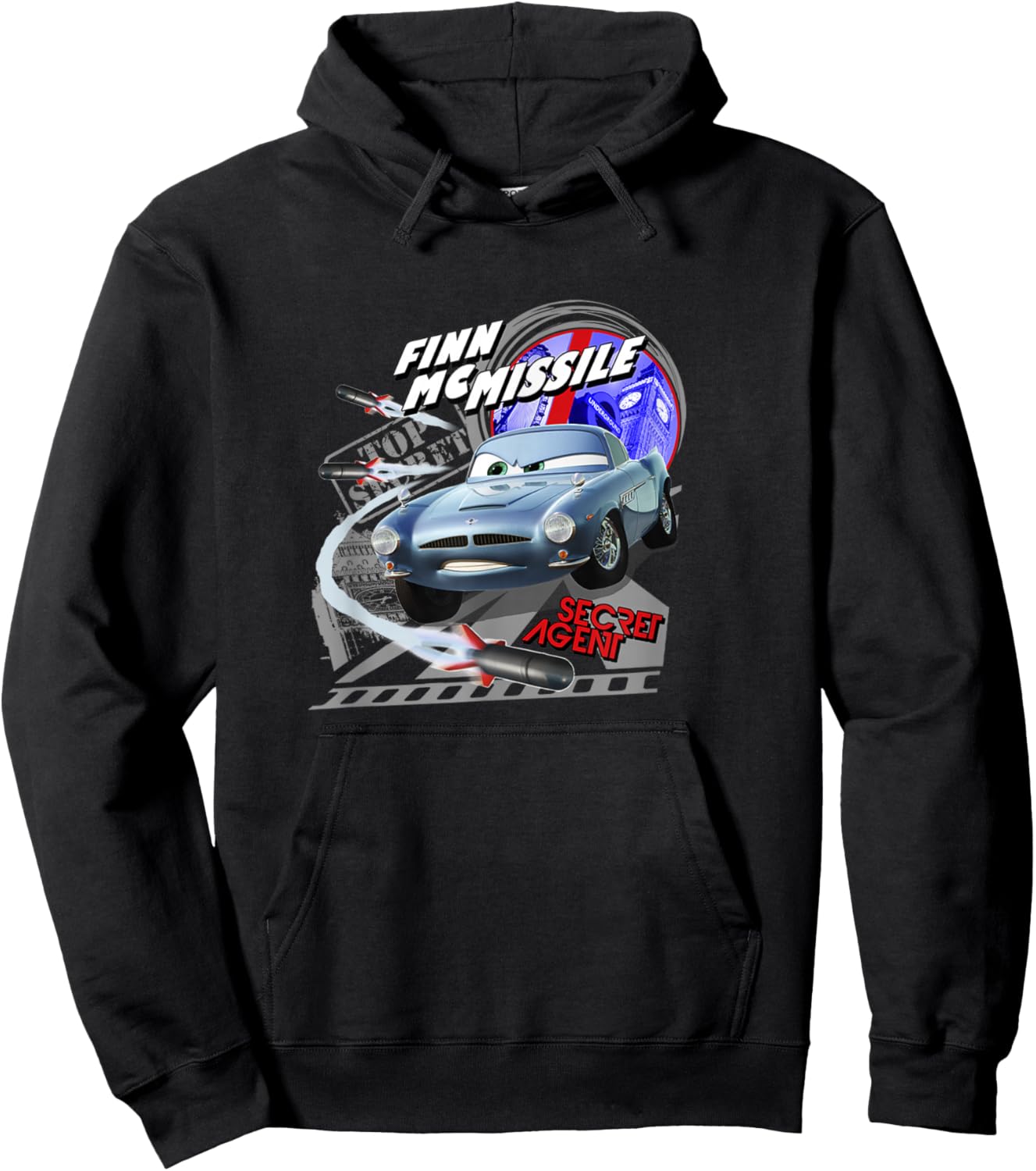 Disney Pixar Cars 2 Finn McMissile Secret Agent Poster Hoodie - Hoodie | Black