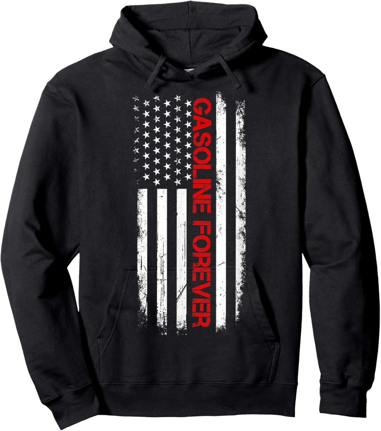 Gasoline Forever Patriotic USA Flag Fun Fuel Gas Cars Lovers Women Men Hoodie - Hoodie | Black