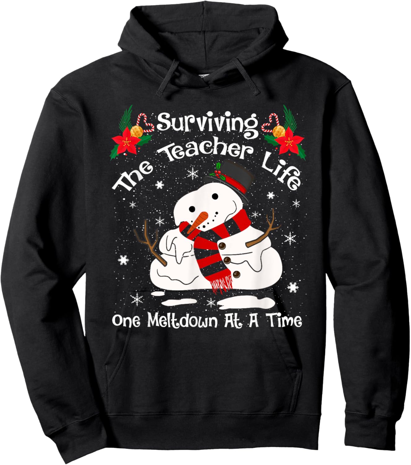 Surviving The Teacher Lifes One Meltdown At a Time Christmas Hoodie - Hoodie | Black