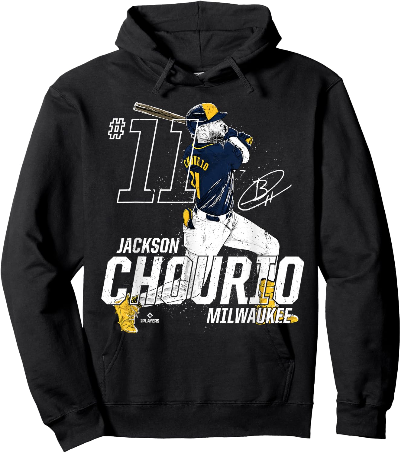 Dynamic Pose Jackson Chourio Milwaukee Baseball MLBPA Hoodie - Hoodie | Black