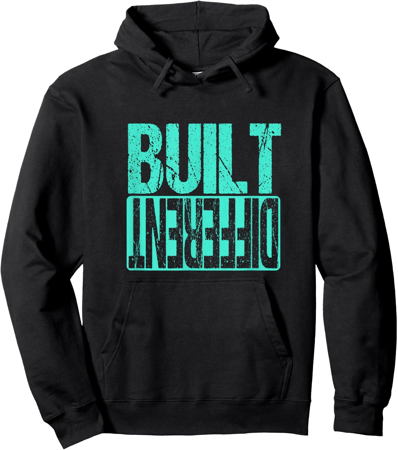 Teal Aqua Built Different Teal Aqua Graphic Hoodie - Hoodie | Black