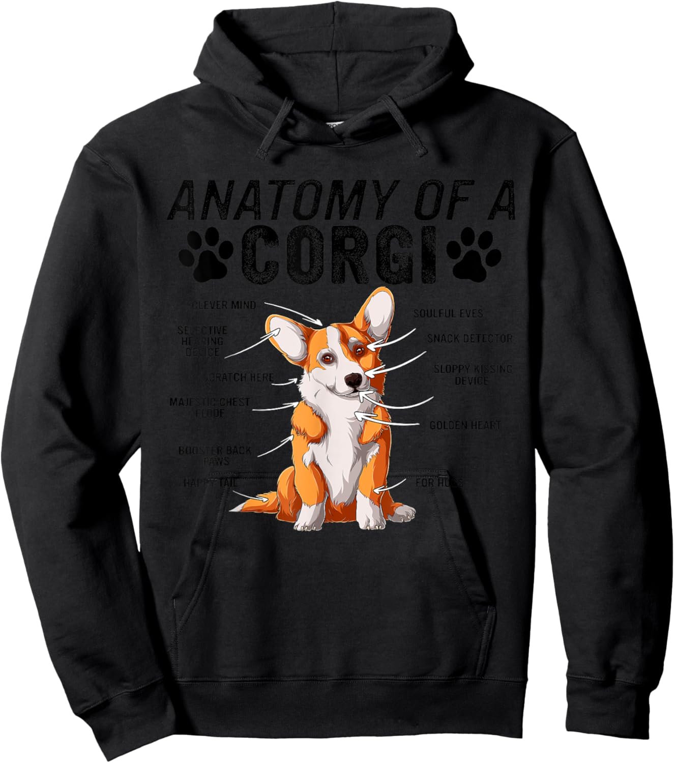 Anatomy of a Corgi Dog Funny Corgi Hoodie - Hoodie | Black