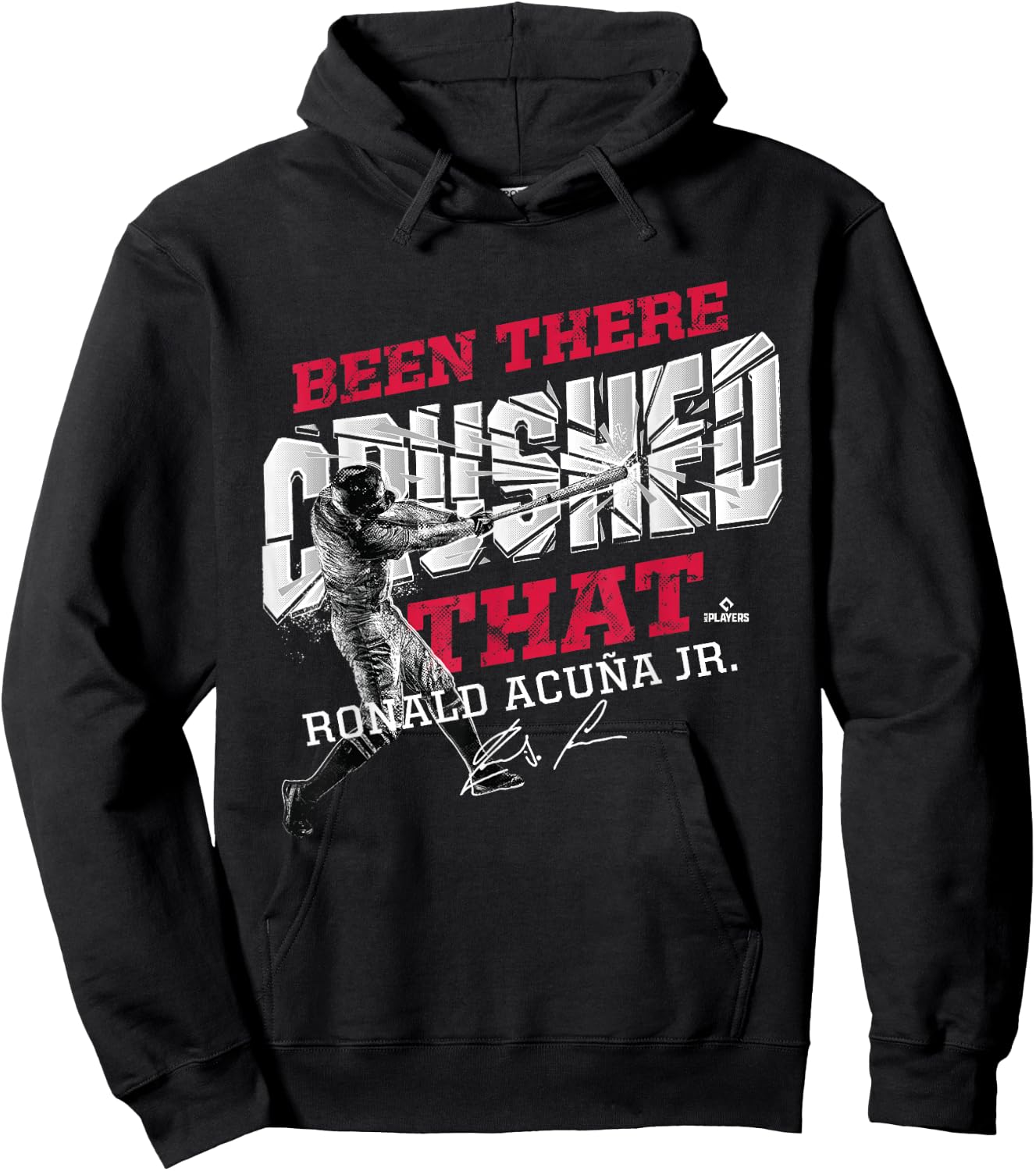 FanPrint Ronald Acuna Jr. -Adults Black Baseball Graphic - Small Hoodie - Hoodie | Black