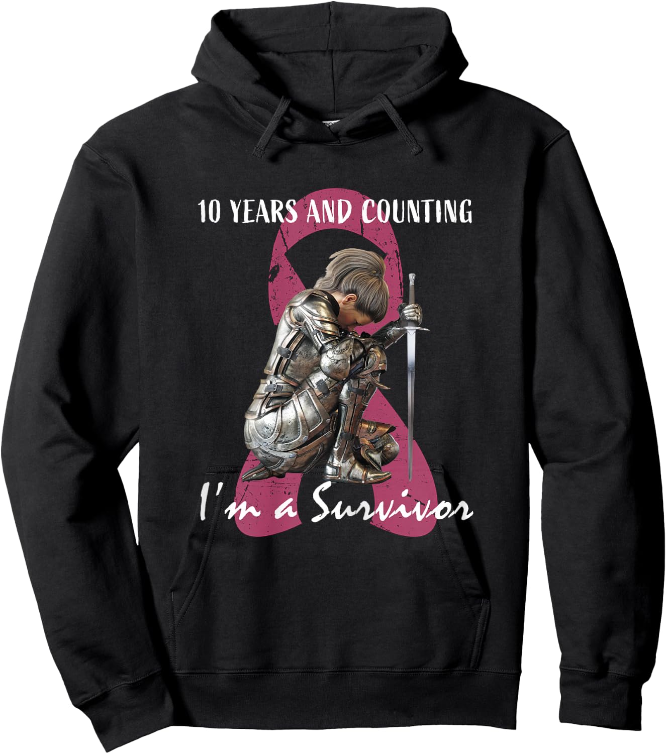 10 Years Cancer Free Gifts 10 Year Breast Cancer Survivor Hoodie - Hoodie | Black