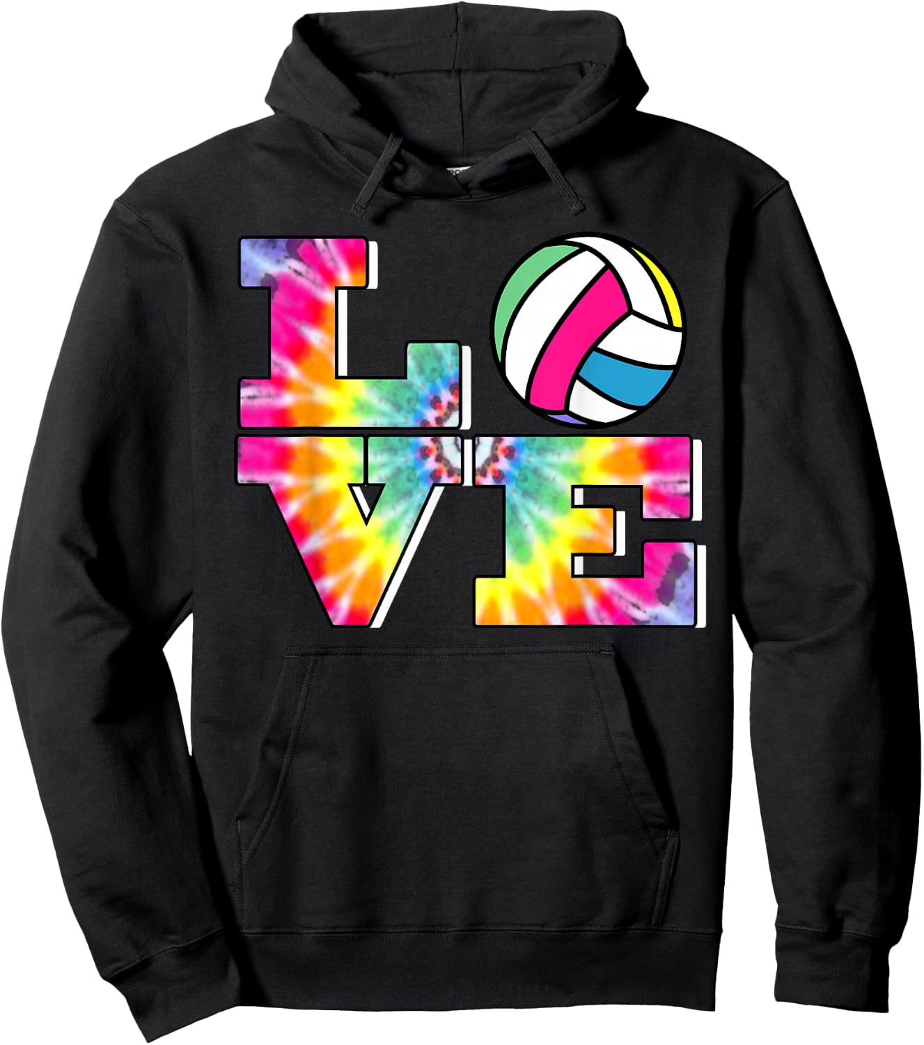 Girls Volleyball Tie Dye Love Colorful for Teenagers Hoodie - Hoodie | Black
