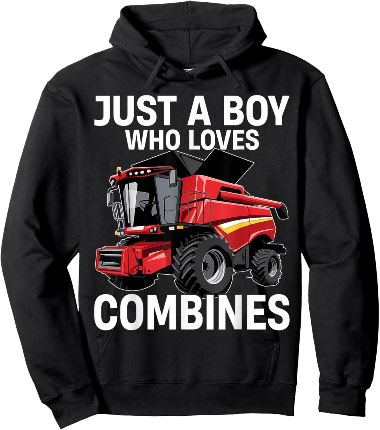 Just a Boy Who Loves Combines, Red Combine Harvester Hoodie - Hoodie | Black
