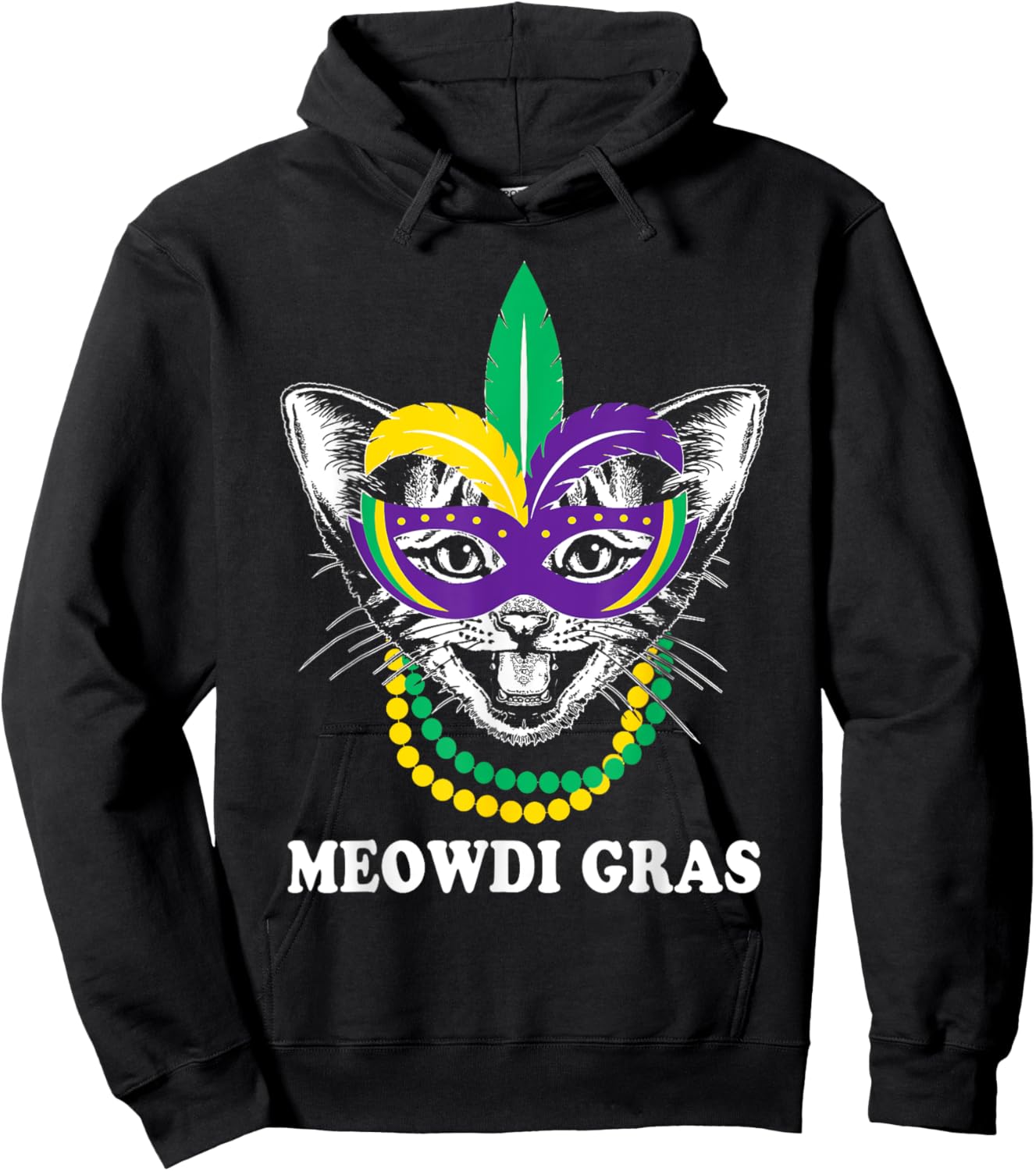 Meowdi Gras Mardi Gras Cat Lover New Orleans Louisiana USA Women Kids Hoodie - Hoodie | Black