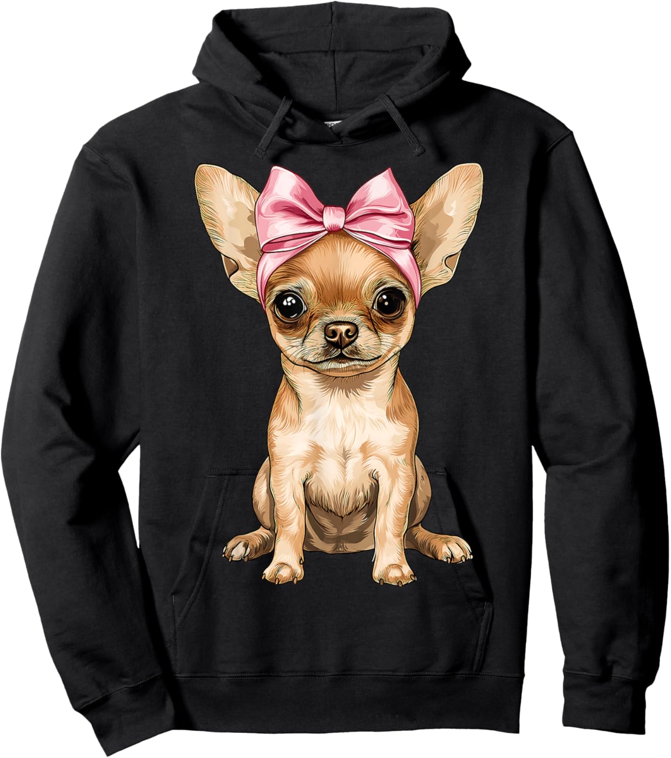 Coquette Bow Chihuahua Dog Mom Mothers Day Pink Girl Hoodie - Hoodie | Black