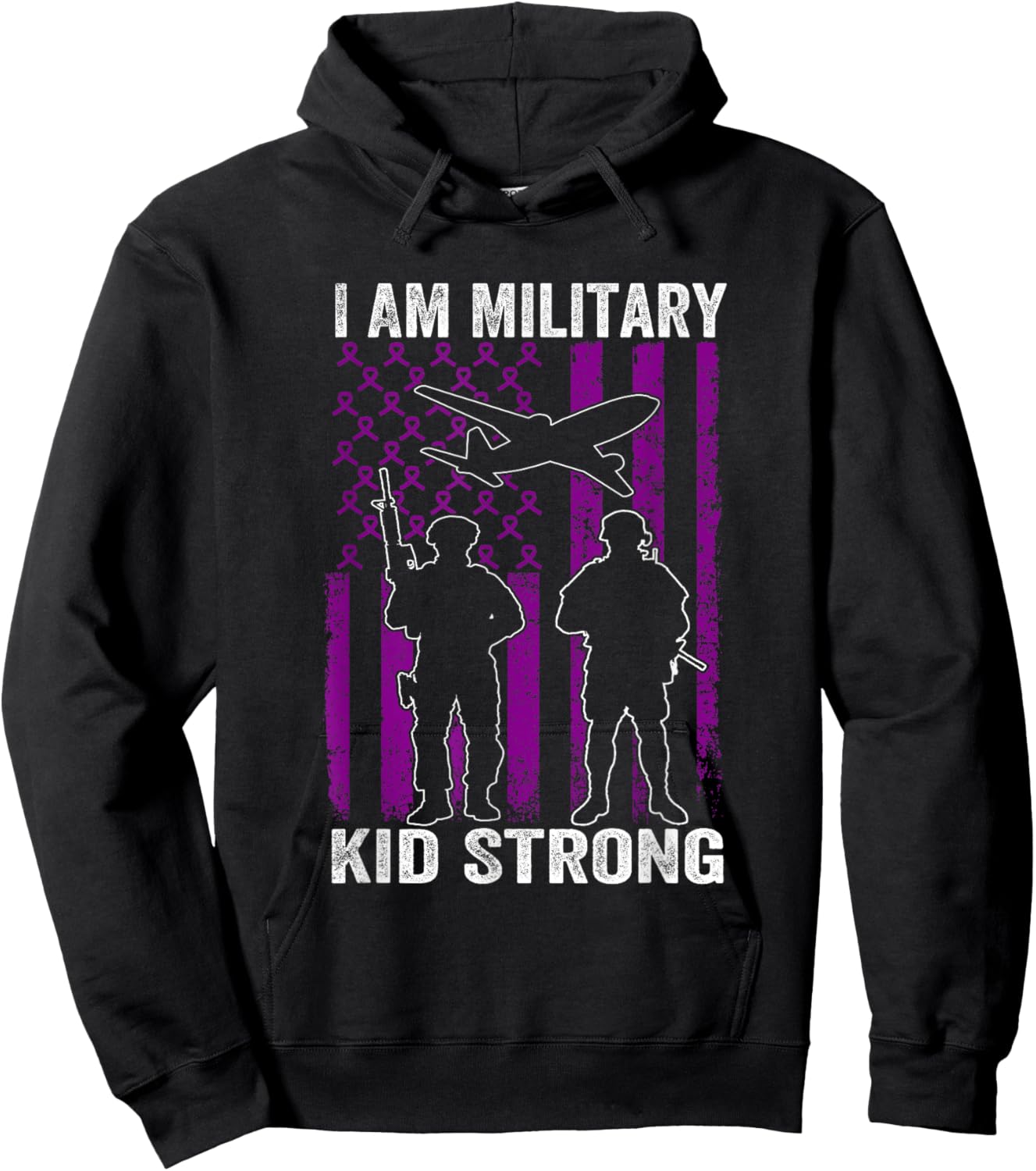 I Am Military Kid Strong Month Of The Military Child Army Hoodie - Hoodie | Black