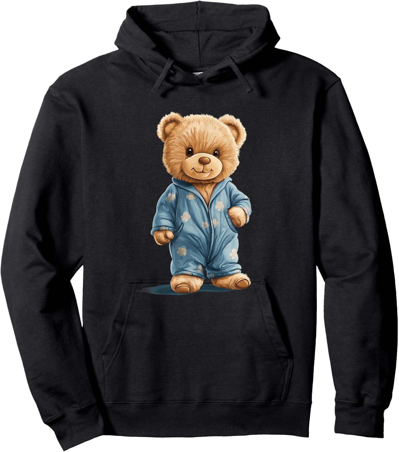 Sleepy Teddy Bear in Comfy Pajamas for Boys and Girls Hoodie - Hoodie | Black