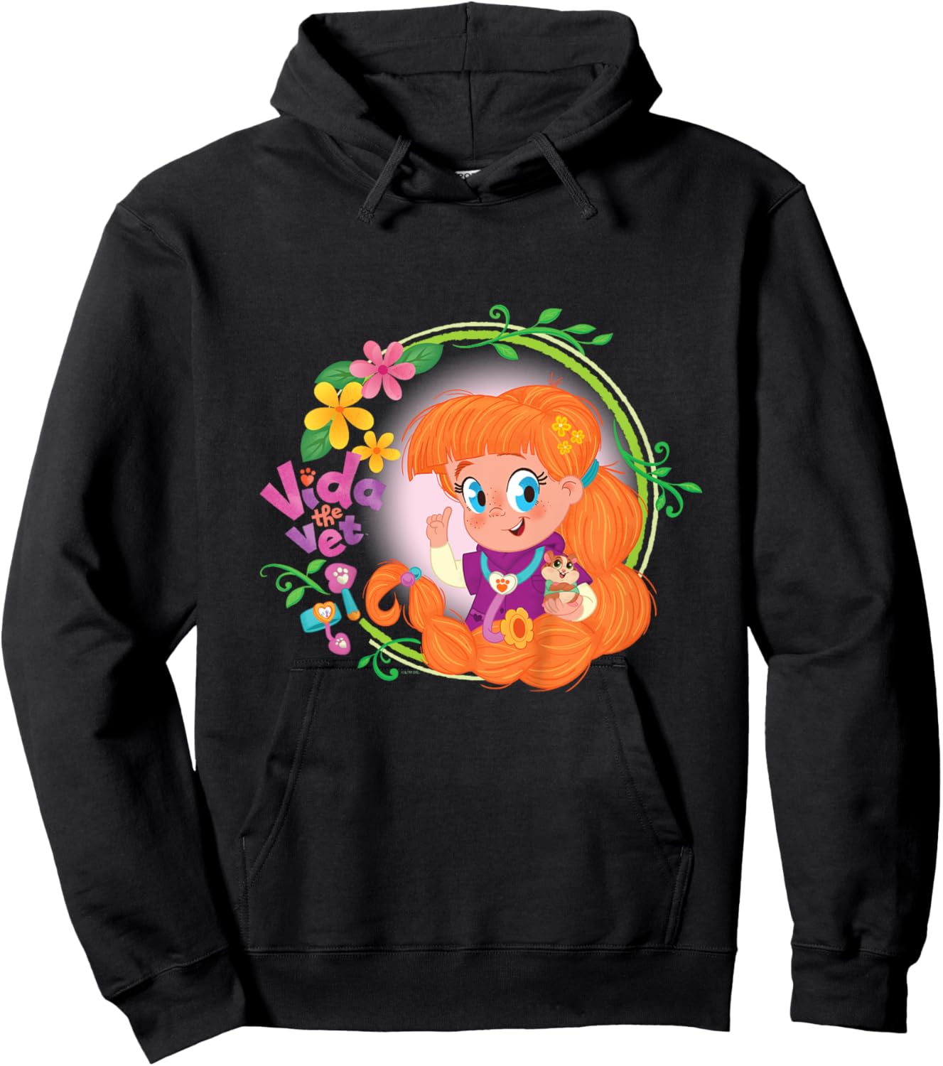 Vida the Vet, Flowery Vet Care, Graphic Logo Hoodie - Hoodie | Black