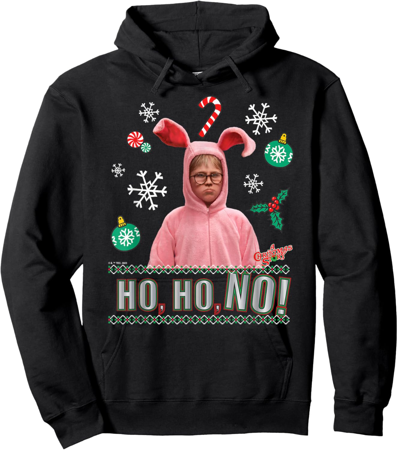 A Christmas Story - Ho Ho Ho Pink Bunny Suit Hoodie - Hoodie | Black