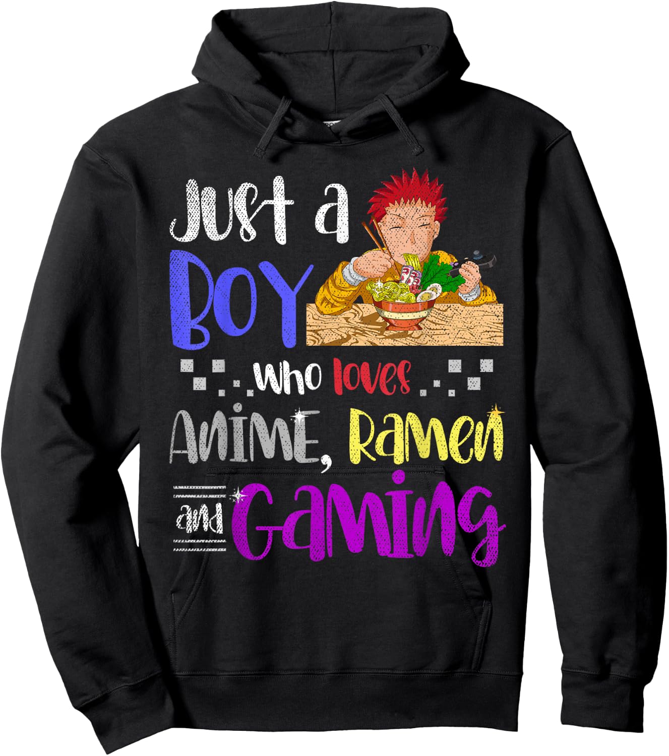 Just A Boy Who Loves Anime Ramen and Gaming Gamer Anime Small Hoodie - Hoodie | Black