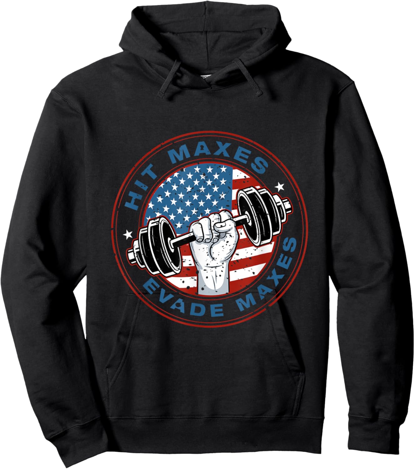 Hit Maxes Evade Taxes Fun Sarcastic Lifting Gym USA Flag Men Hoodie - Hoodie | Black