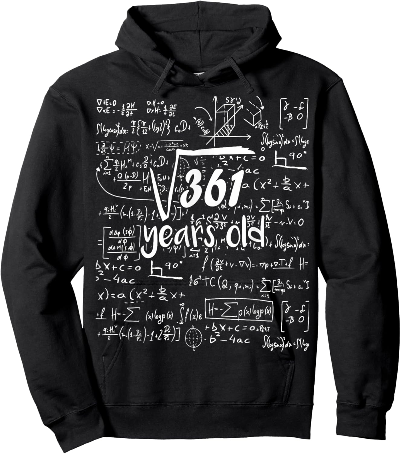 Square Root Of 361 - 19th Birthday 19 Years Old Math Bday Hoodie - Hoodie | Black