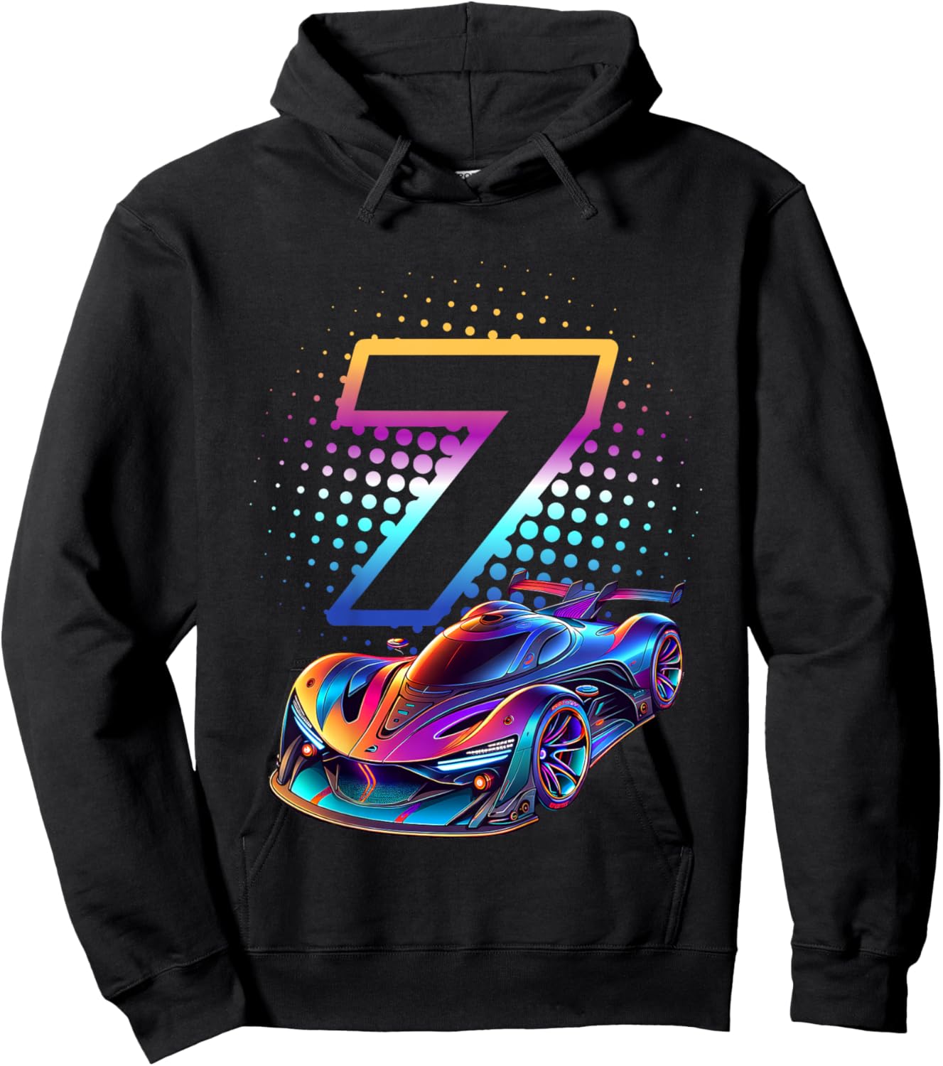 7 Jahre altes Rennauto 7. Geburtstag Futuristischer Rennwagen Hoodie - Hoodie | Black