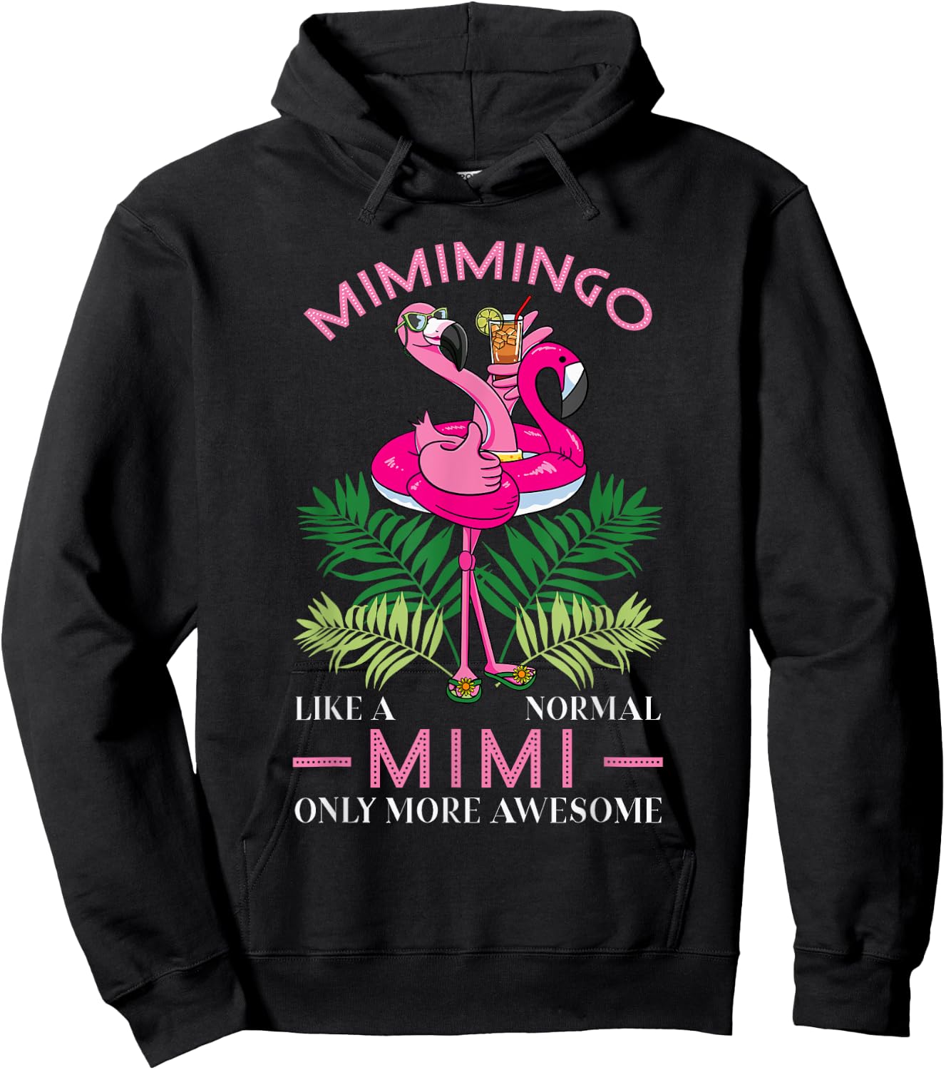 Mimimingo Grandmother Flamingo Lover Gramma Grandma Granny Hoodie - Hoodie | Black