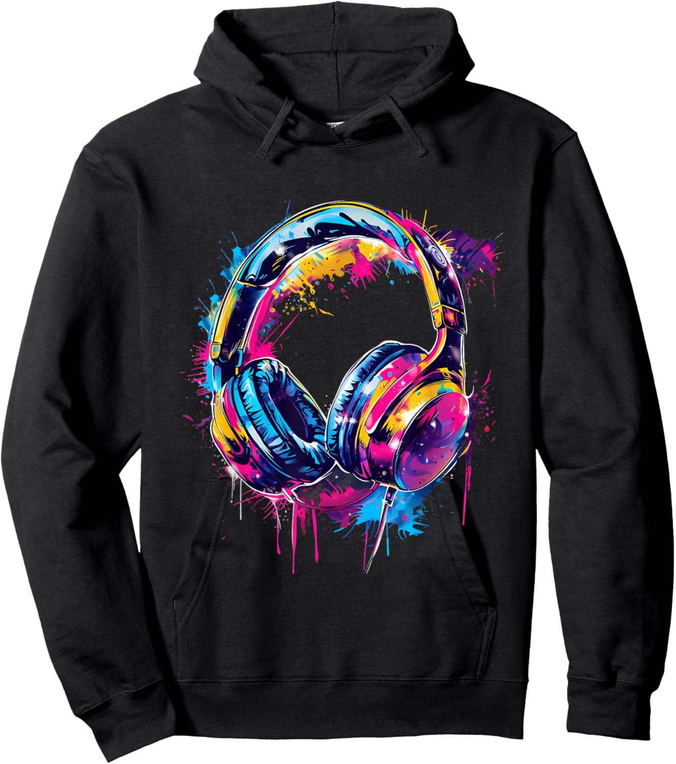 Headphones Music DJ House Dance Club Music Headphones Splash Hoodie - Hoodie | Black