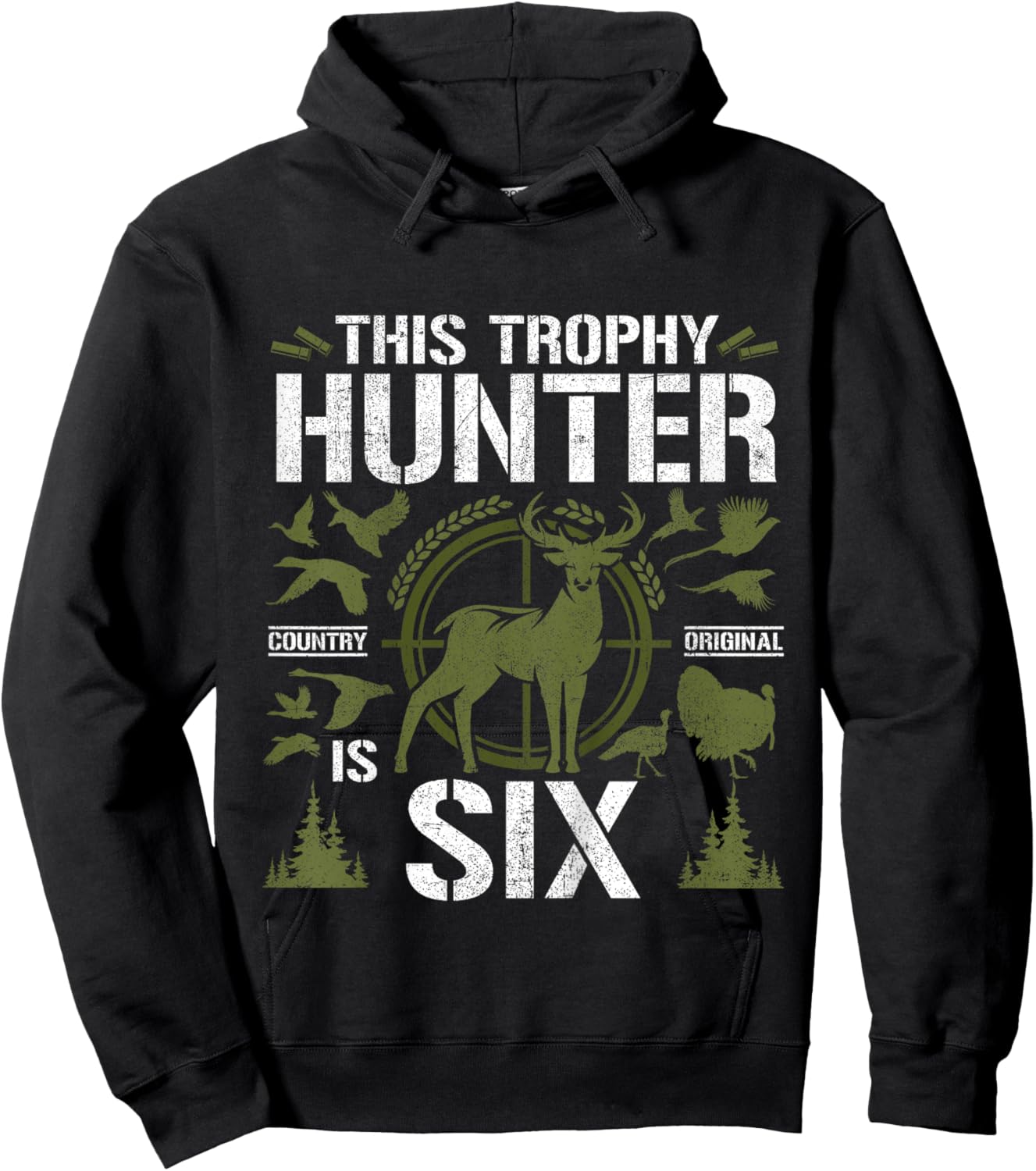 6 Year Old Hunting Birthday Party Duck Deer Hunter 6th Gift Hoodie - Hoodie | Black