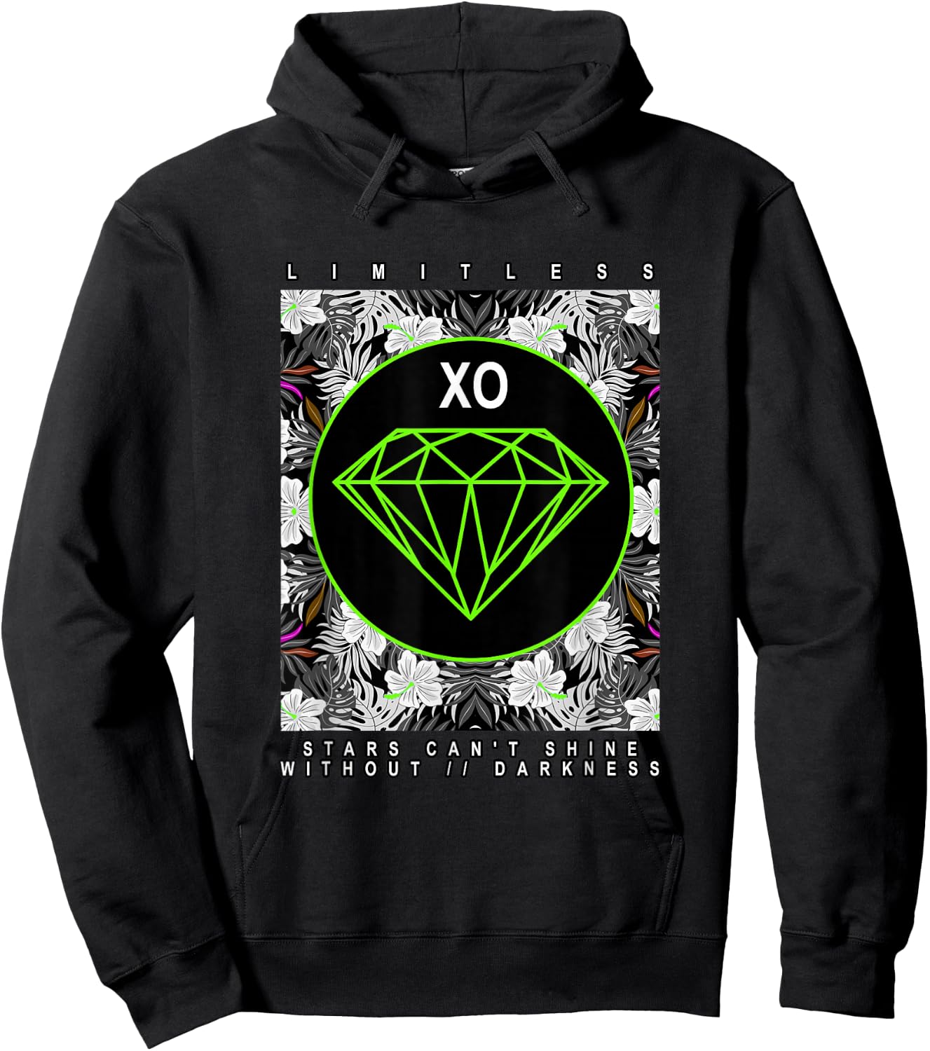 Green Color Diamond in The Dark Green Graphic Hoodie - Hoodie | Black