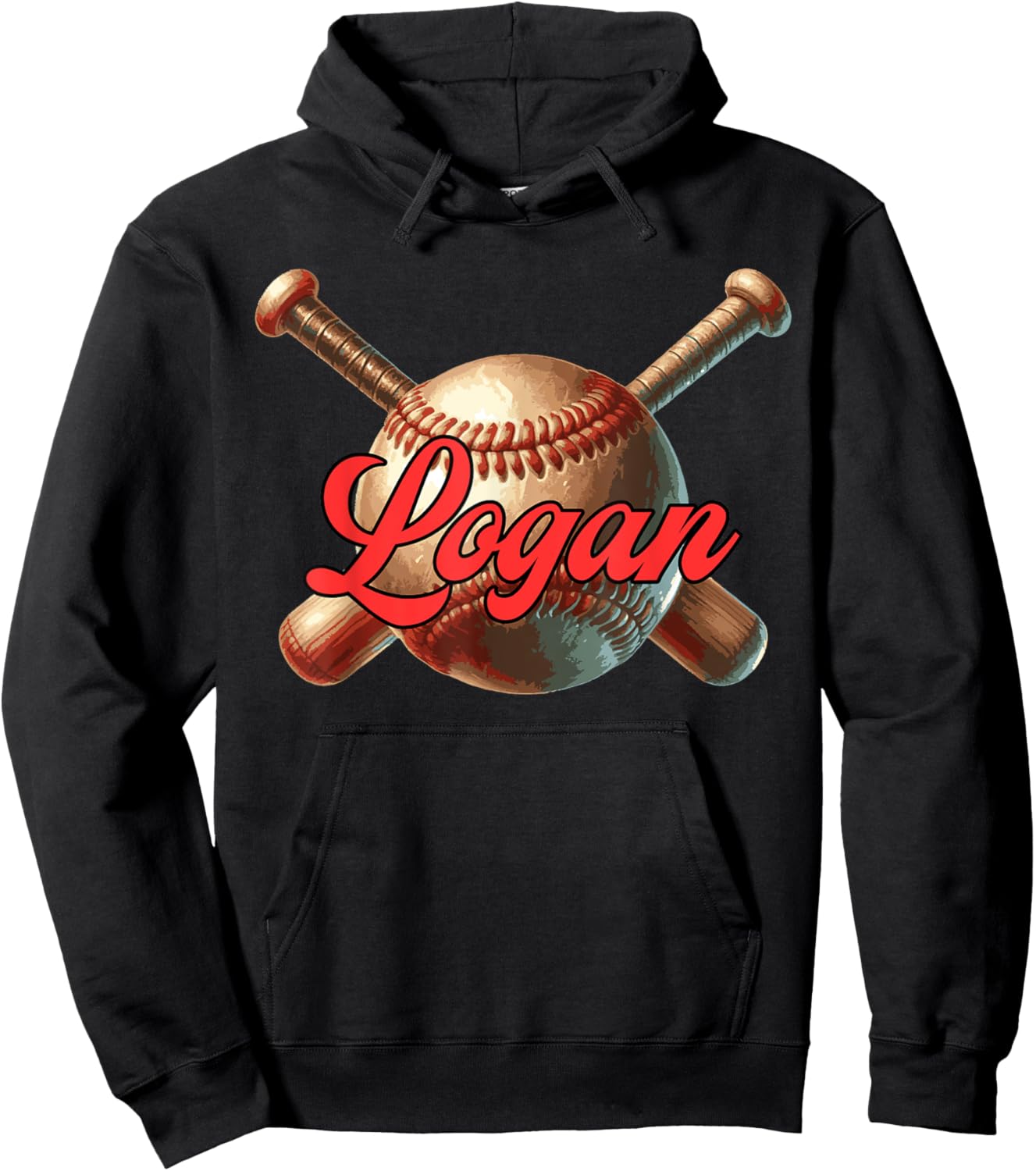 Logan Baseball Custom Name Hoodie - Hoodie | Black