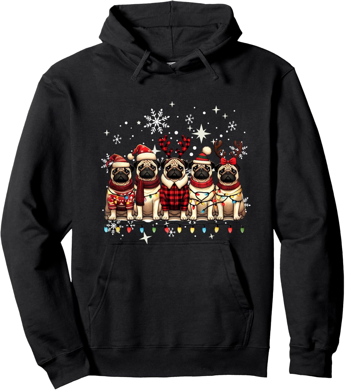 Pug Christmas Pugs Xmas Pug Lover Hoodie - Hoodie | Black