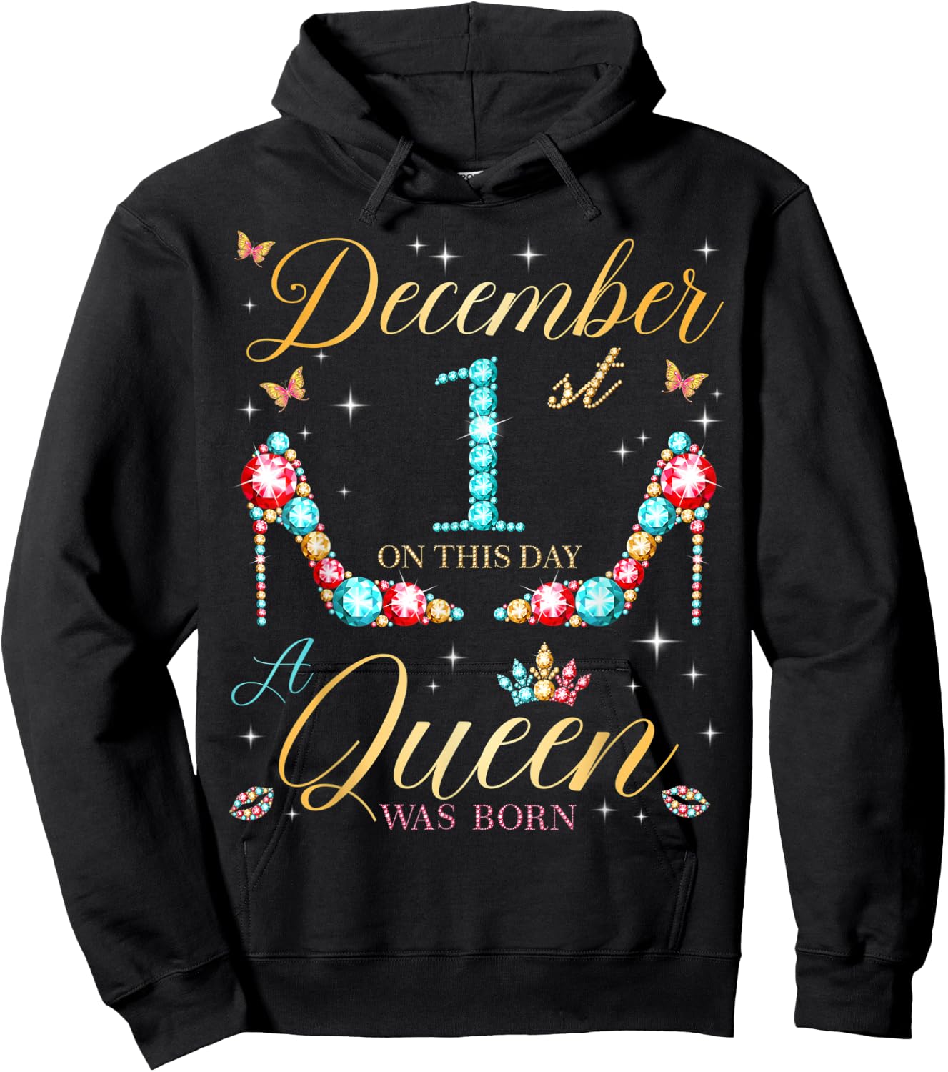 On December 1st A Queen Was Born on December 1 Birthday Hoodie - Hoodie | Black