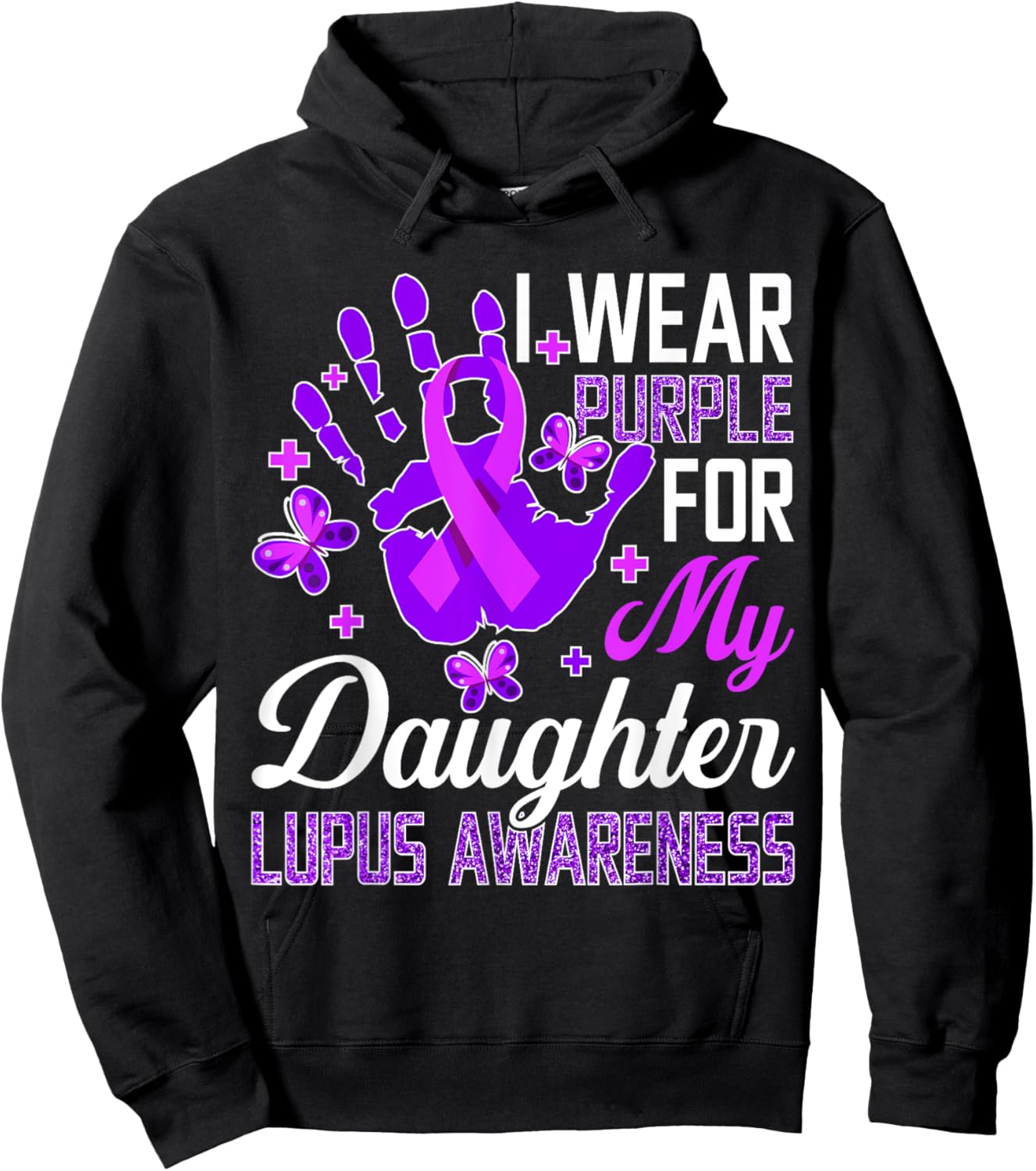 I Wear Purple For My Daughter Lupus Awareness Hoodie - Hoodie | Black