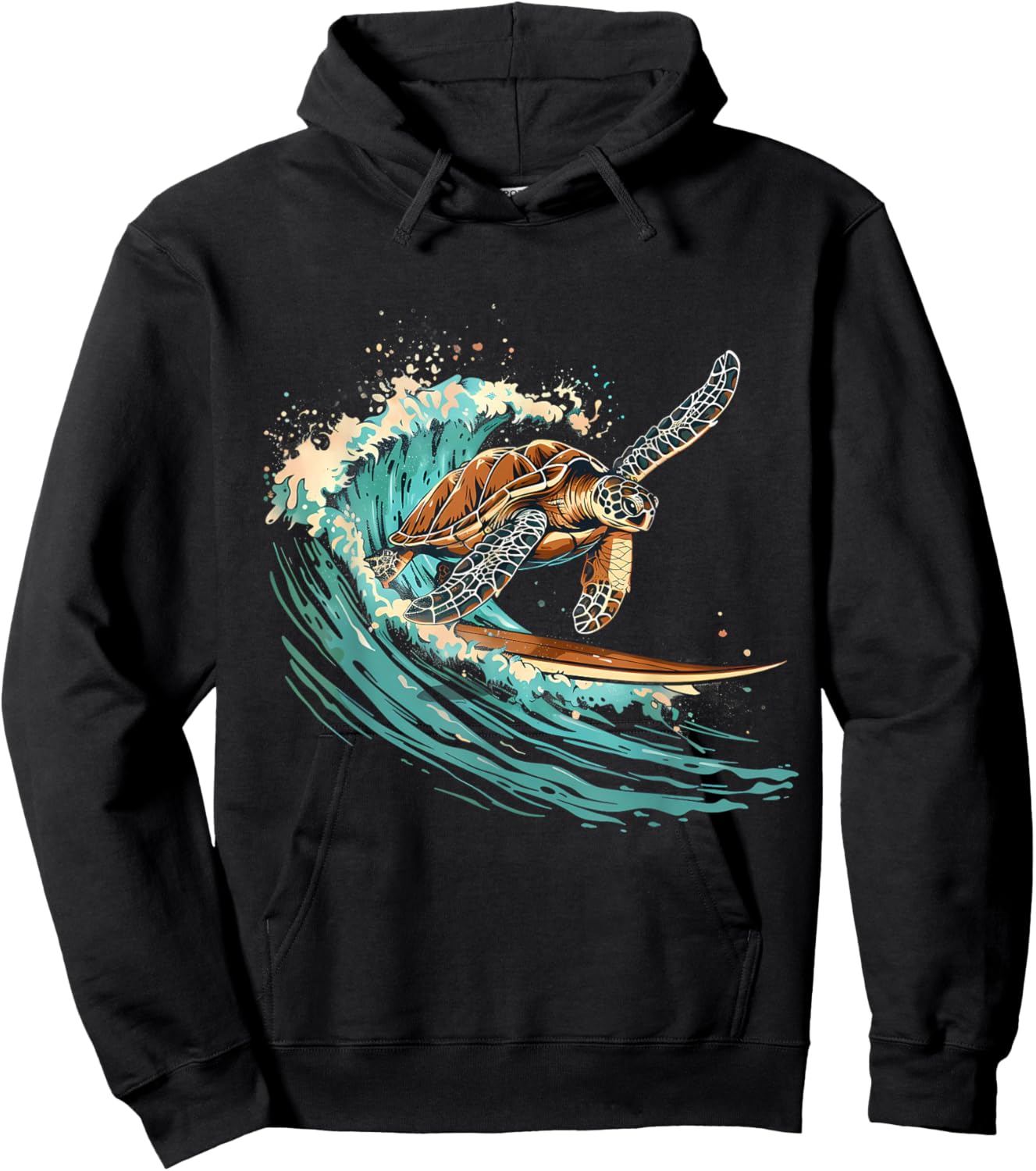 Sea Turtle Surfing Ocean Sea Turtle Ocean Sea Animal Lover Hoodie - Hoodie | Black